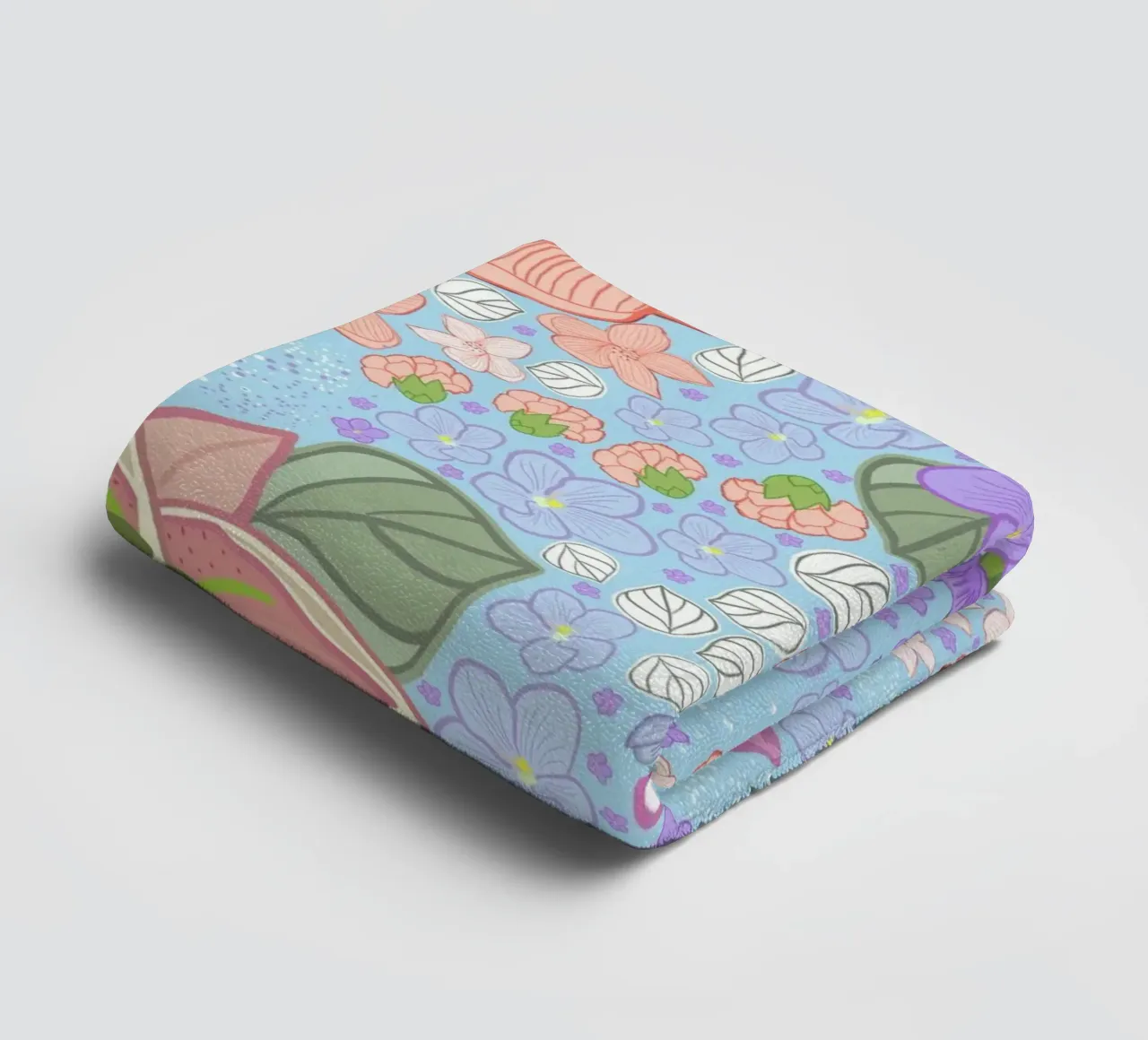 Violet flower ditsy pattern towel by gulsengunel
