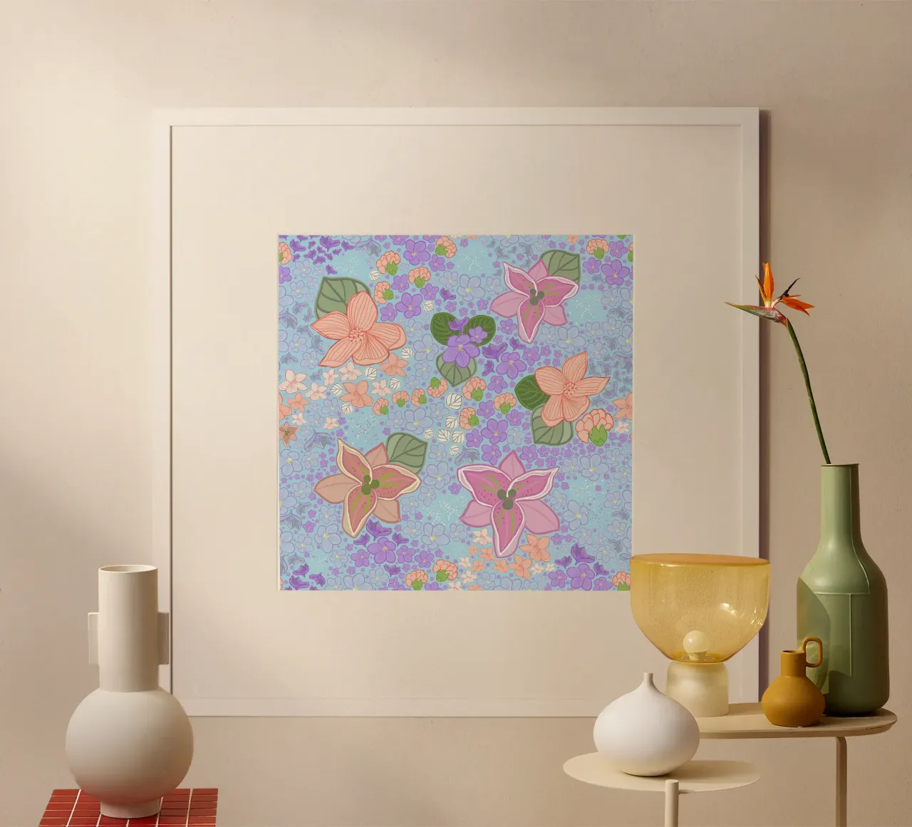 Violette Blume mit Zickzackmuster Poster von gulsengunel