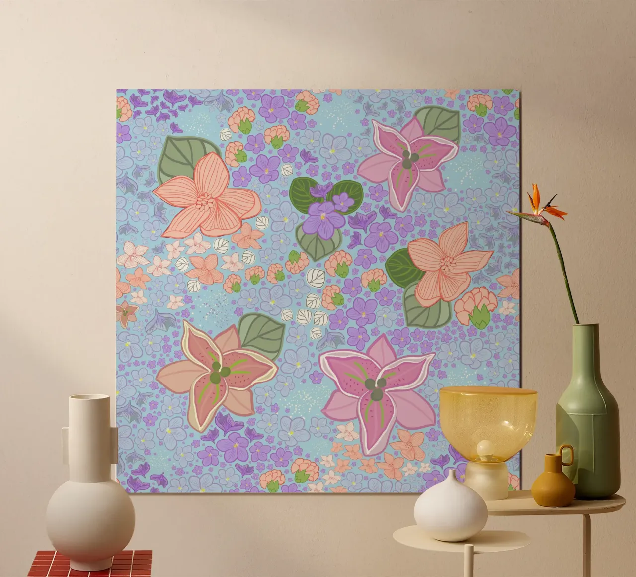 Violette Blume mit Zickzackmuster Poster von gulsengunel