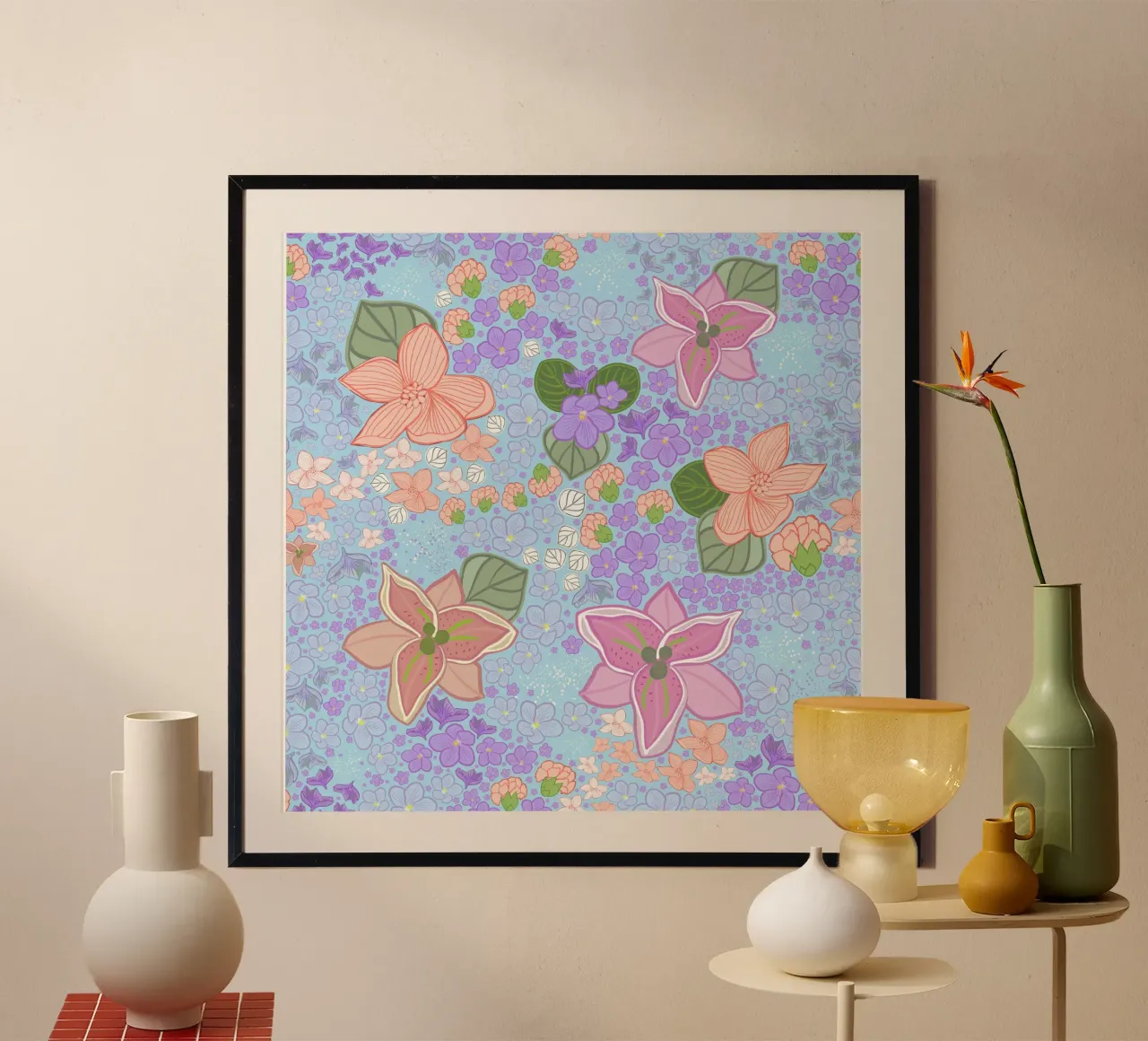 Violette Blume mit Zickzackmuster Poster von gulsengunel