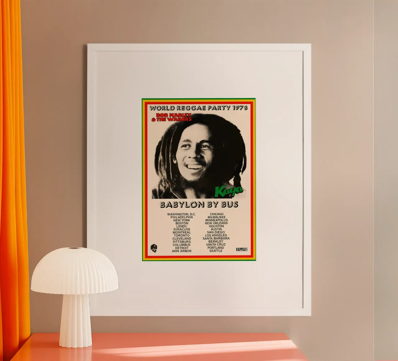 Bob Marley Original 1978 Babylon By Bus Tour Concert Poster poster con telaio in legno da DGUnder