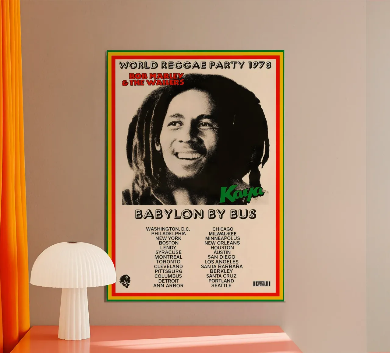 Bob Marley Original 1978 Babylon By Bus Tour Concert Poster poster con telaio in legno da DGUnder