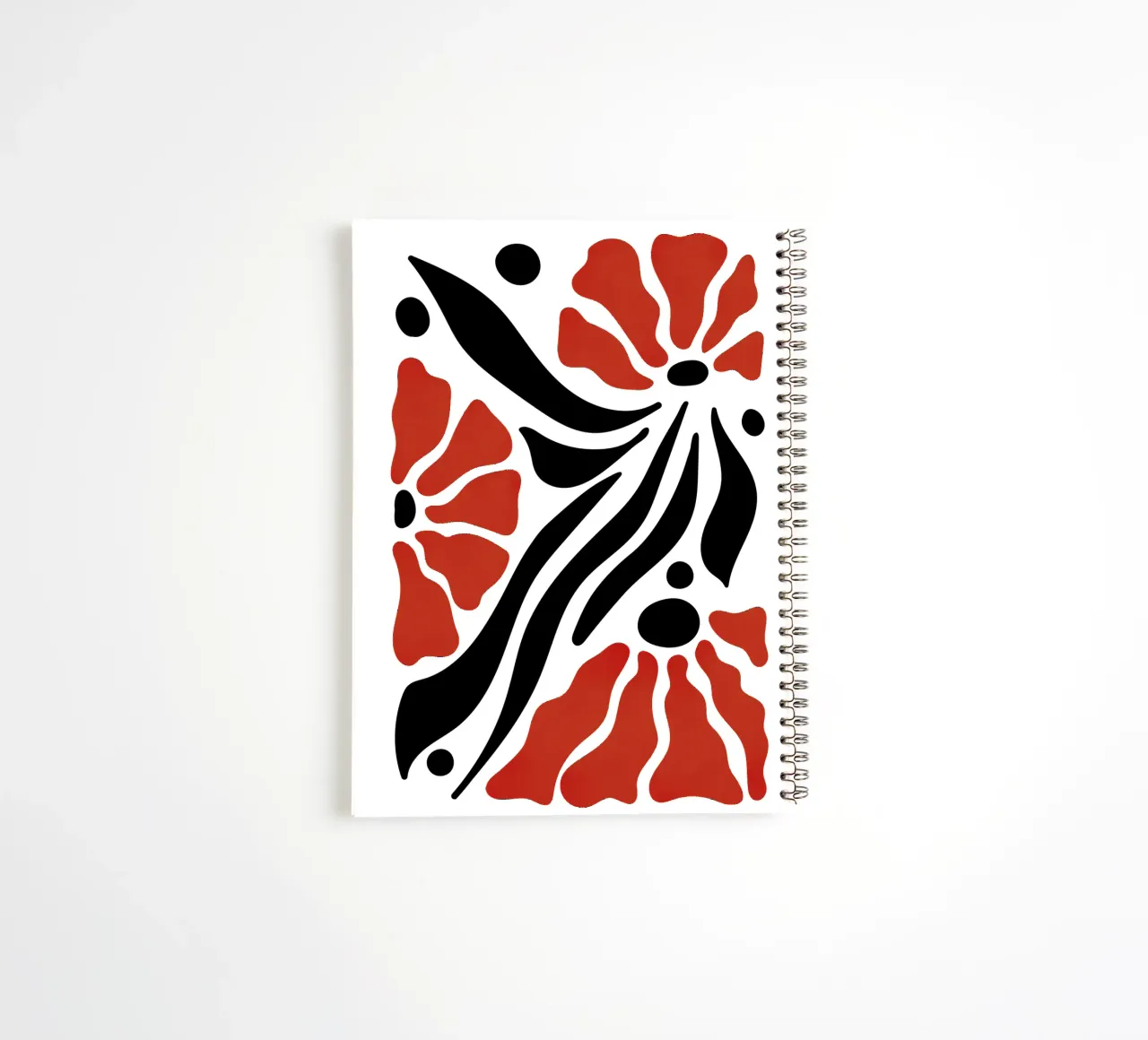Ruby Petals -  Abstract Flowers and Black Leaves spiral notebook by Dream Print Designs