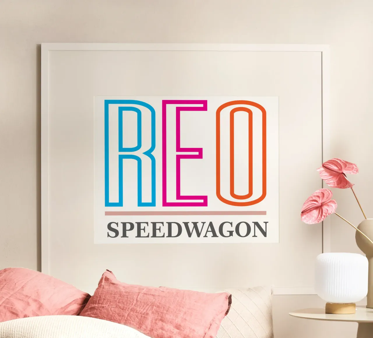 Reo Speedwagon 80s Rock Band poster con telaio in legno da Urban Life