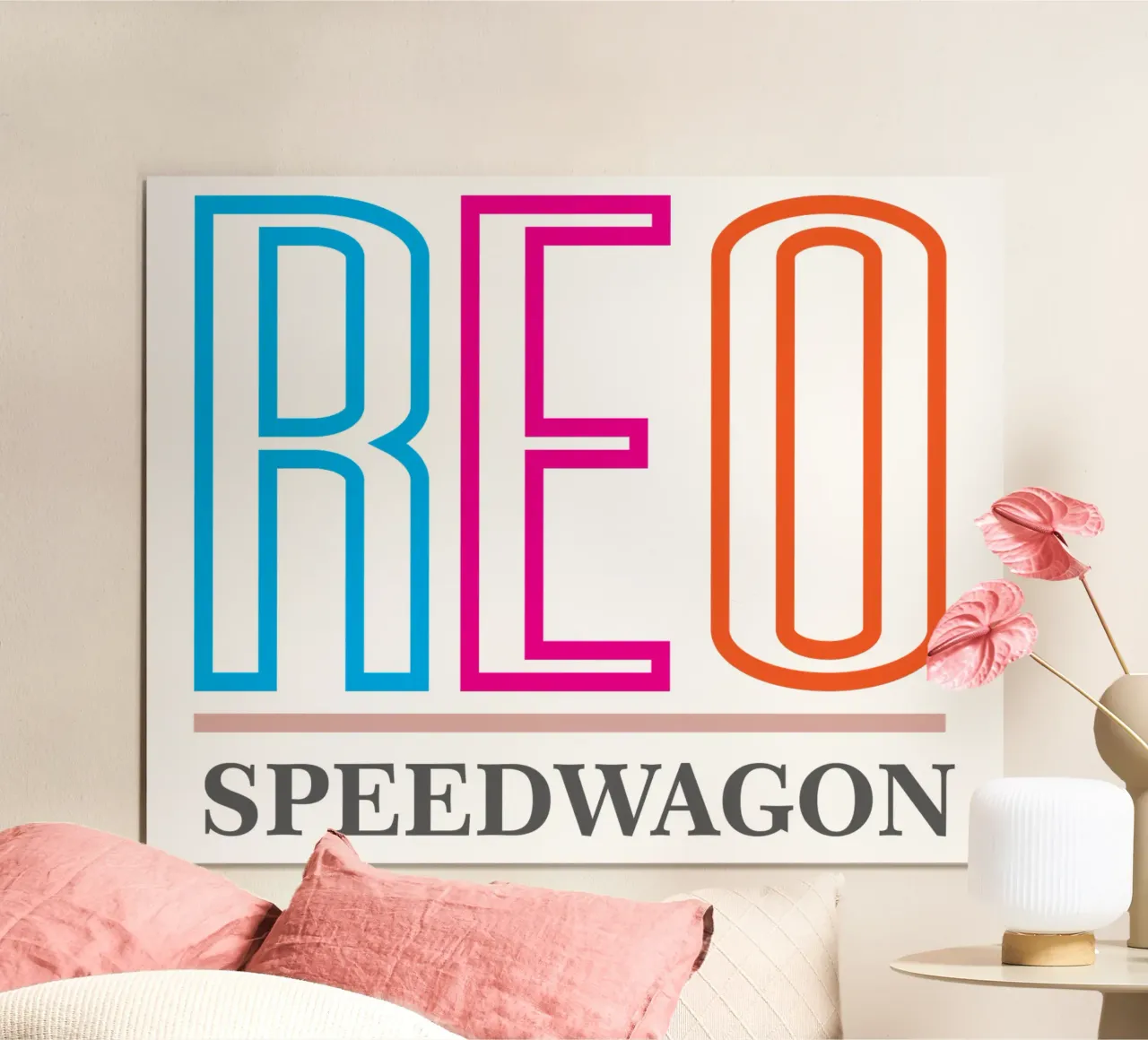 Reo Speedwagon 80s Rock Band poster con telaio in legno da Urban Life