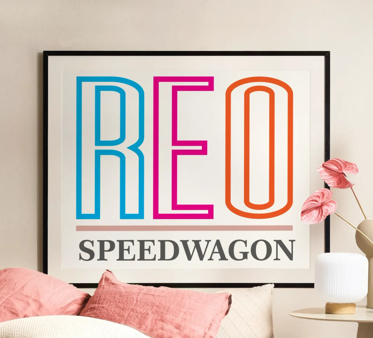 Reo Speedwagon 80s Rock Band poster con telaio in legno da Urban Life