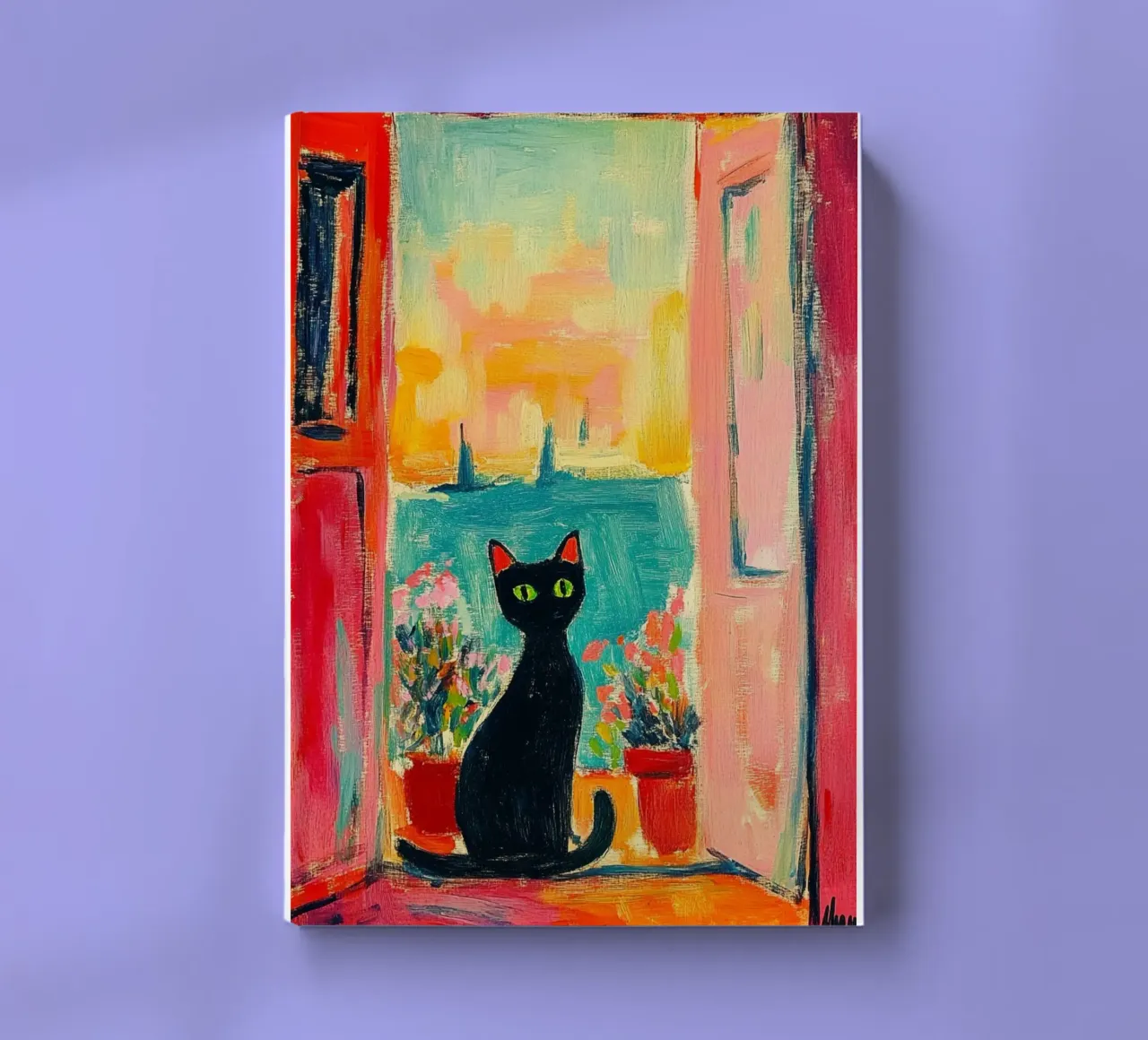 cute black cat in the window notebook by gudikan store