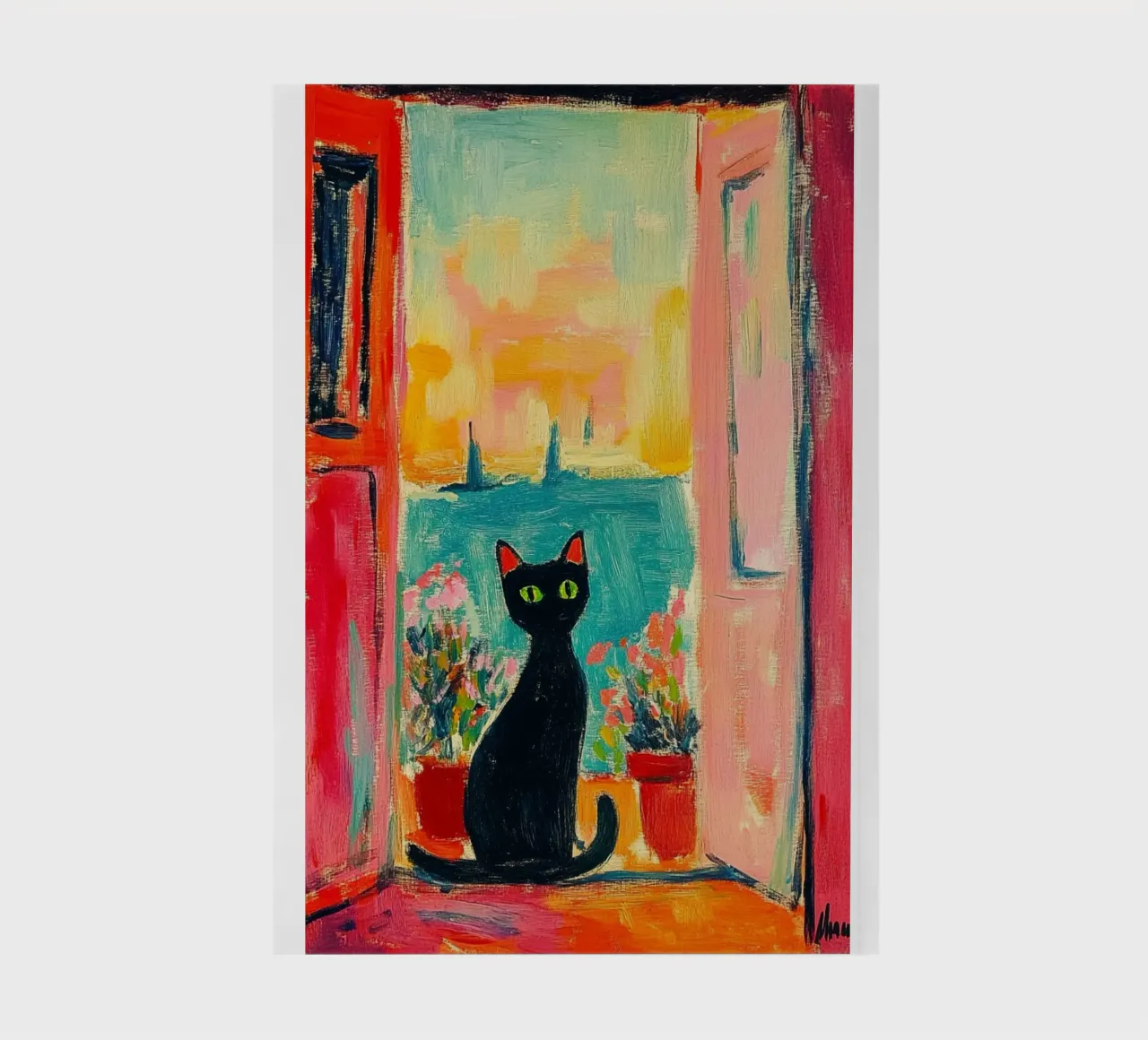 cute black cat in the window notebook by gudikan store
