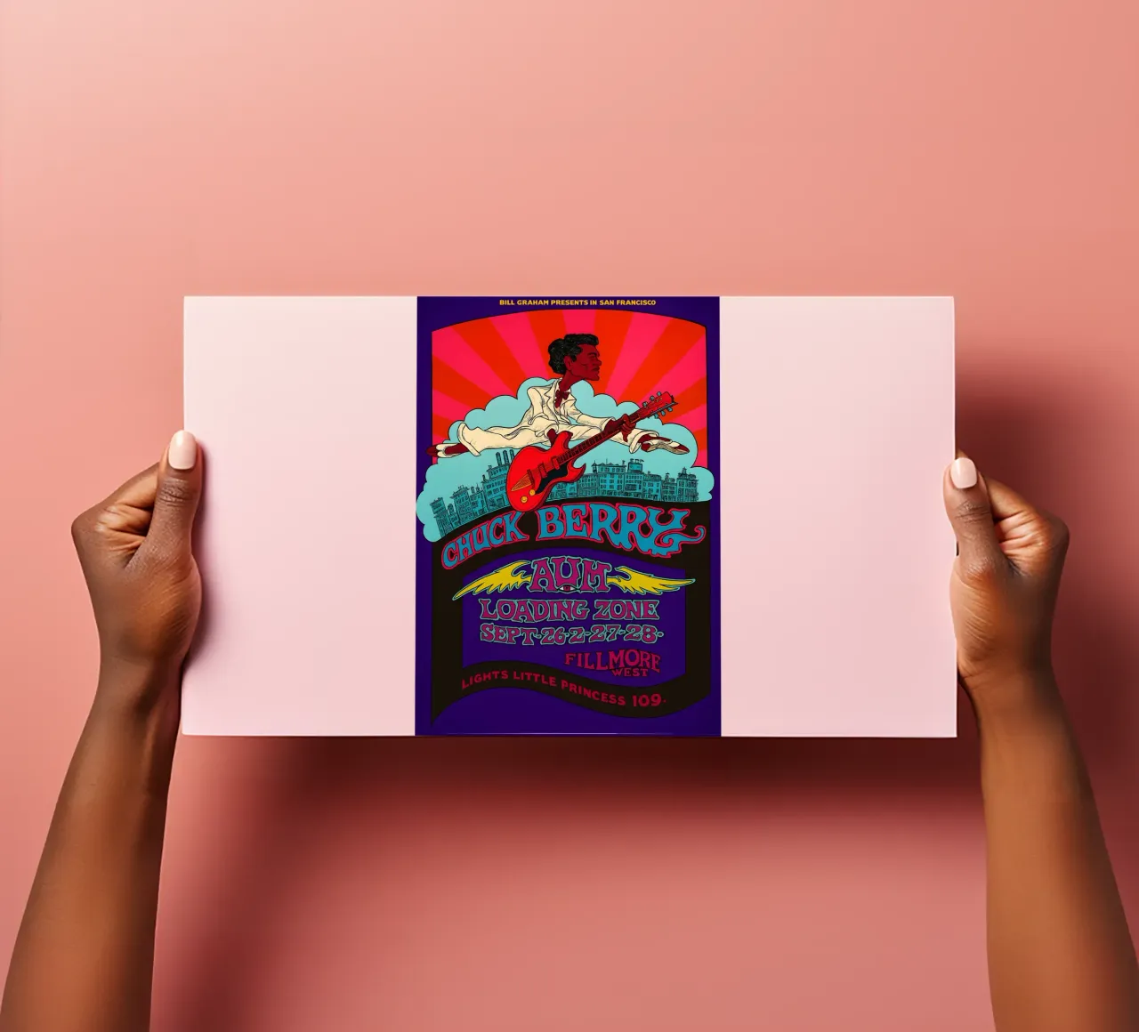 CHUCK BERRY BG 193 FILLMORE concert poster GREG IRONS BILL sticker sheet by DGUnder