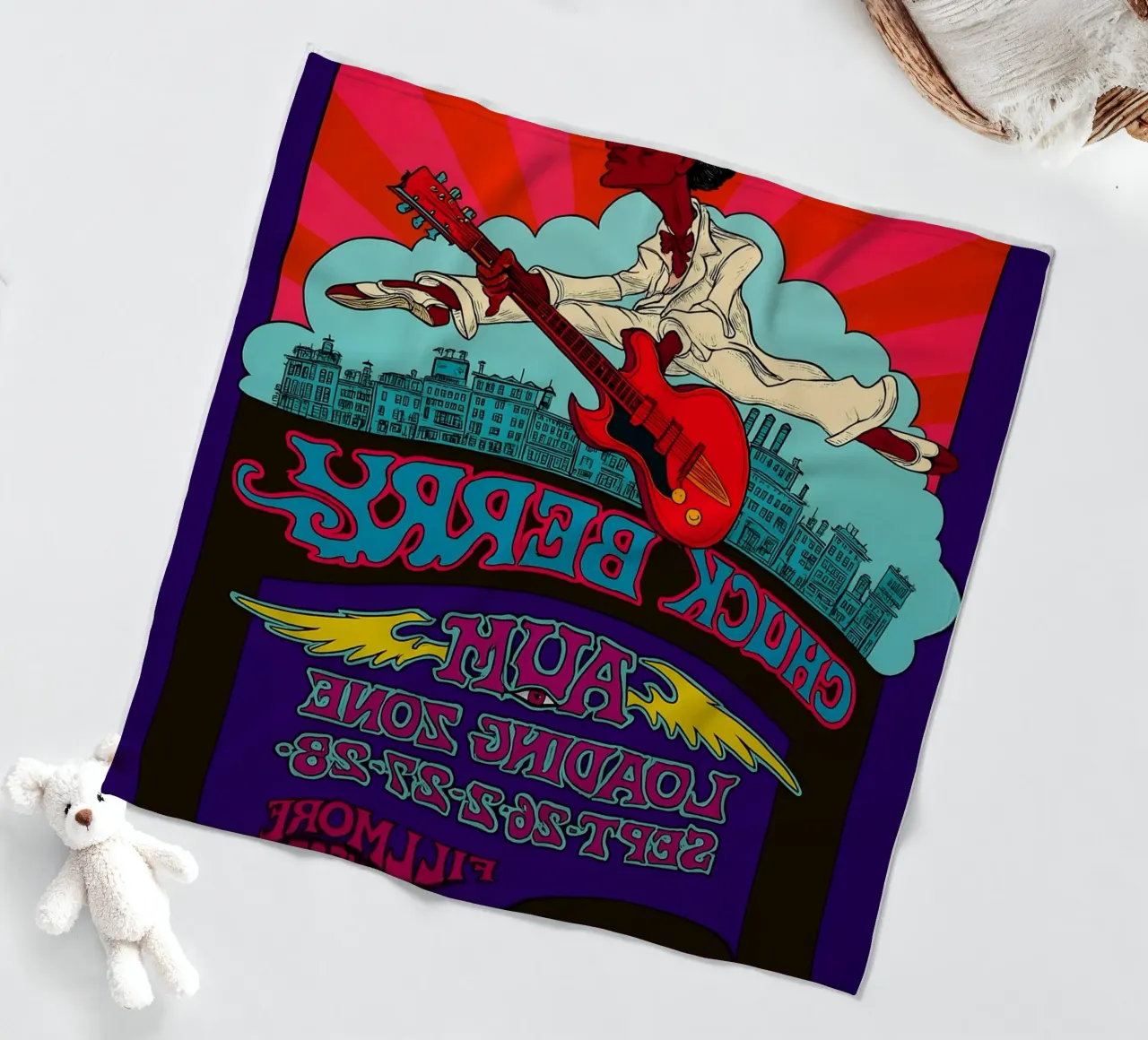 CHUCK BERRY BG 193 FILLMORE concert poster GREG IRONS BILL fleece blanket by DGUnder