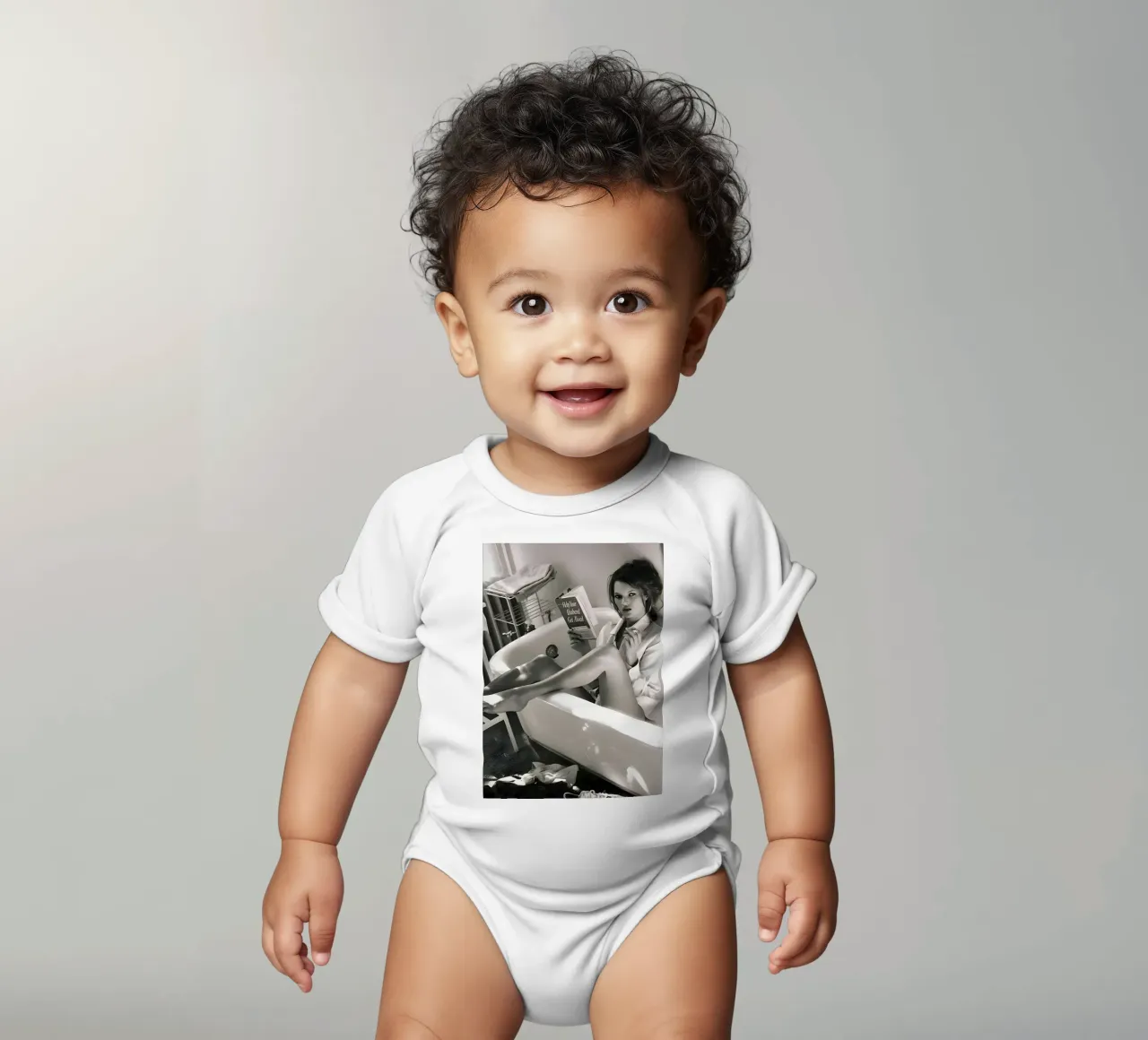 Kate Moss si diverte in bagno body neonato maniche corte da Mr.Alexandershop