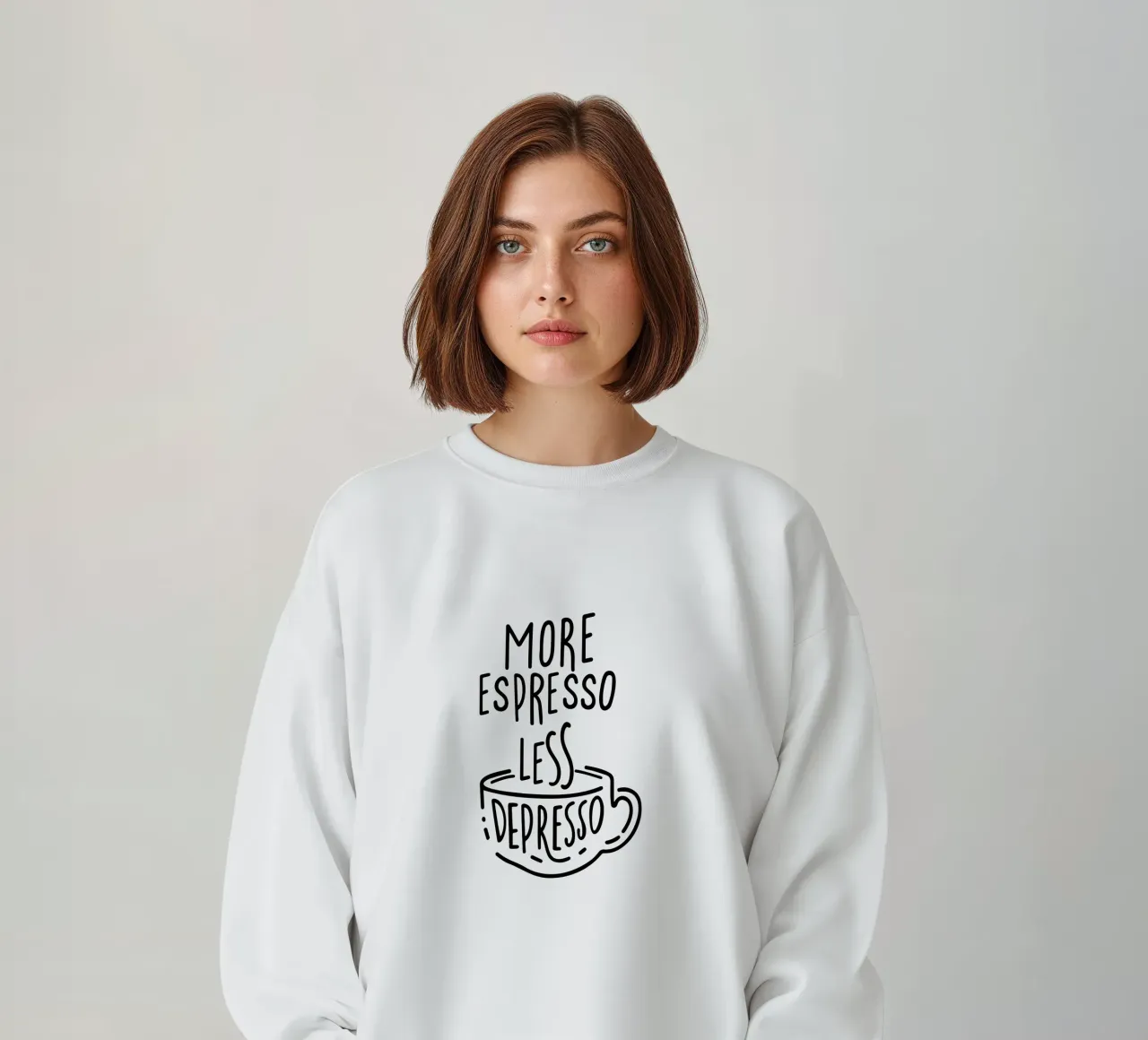 MORE ESPRESSO LESS DEPRESSO sweatshirt van Typo Designs
