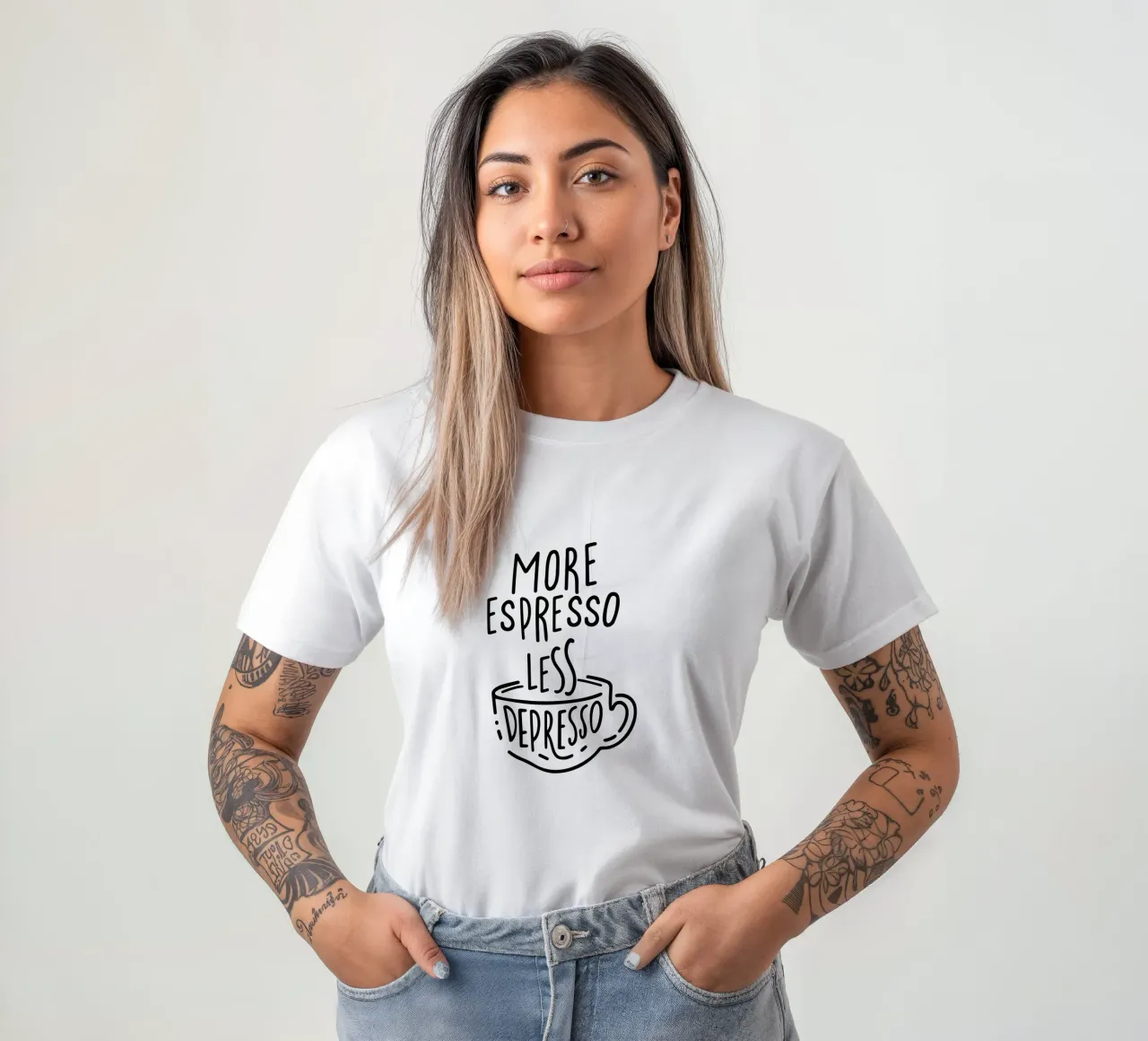 MORE ESPRESSO LESS DEPRESSO t-shirt da Typo Designs