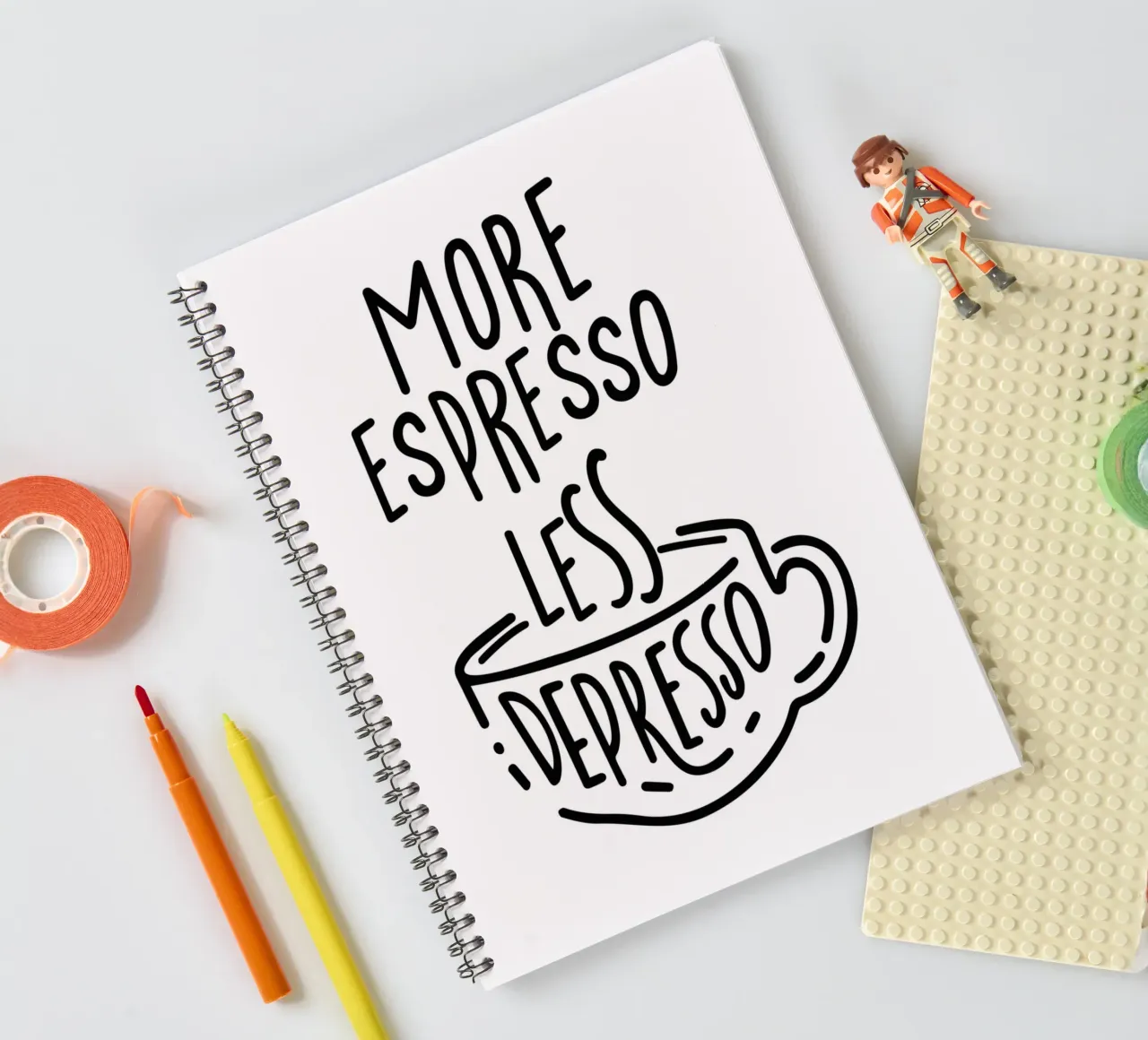 MORE ESPRESSO LESS DEPRESSO spiral notebook by Typo Designs