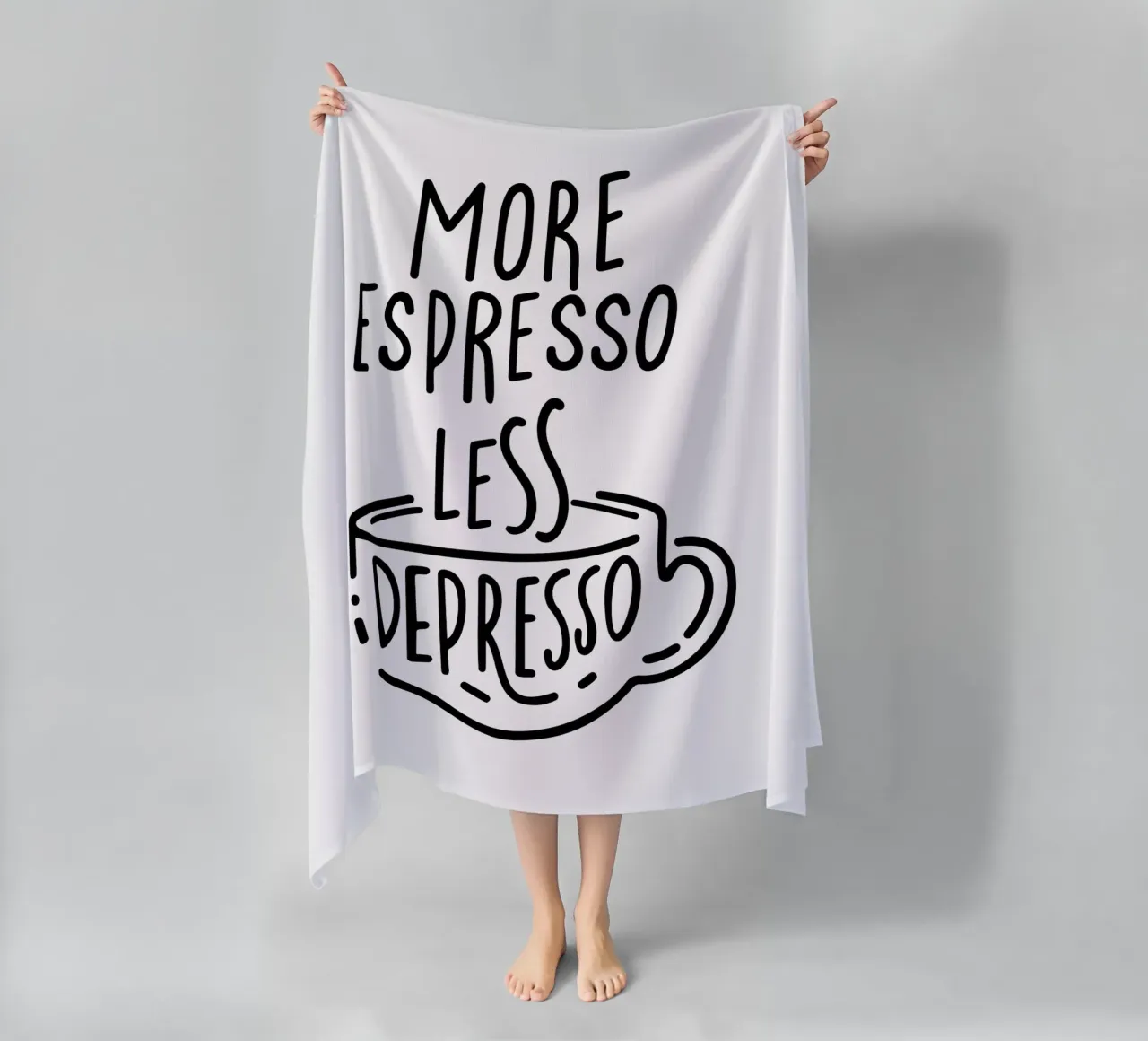 MORE ESPRESSO LESS DEPRESSO telo mare da Typo Designs