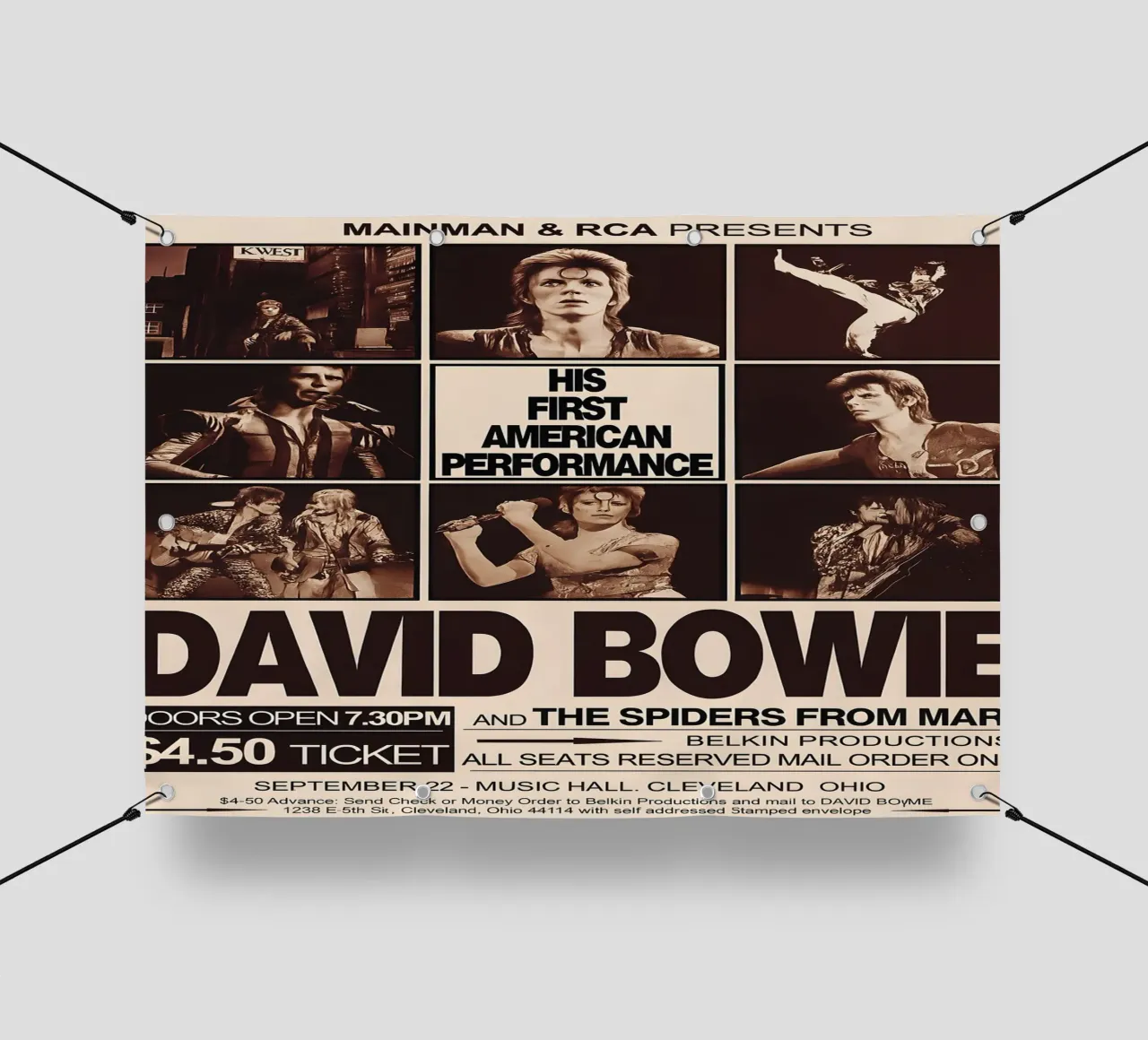 David Bowie 972 First American Concert Poster telo in pvc da DGUnder