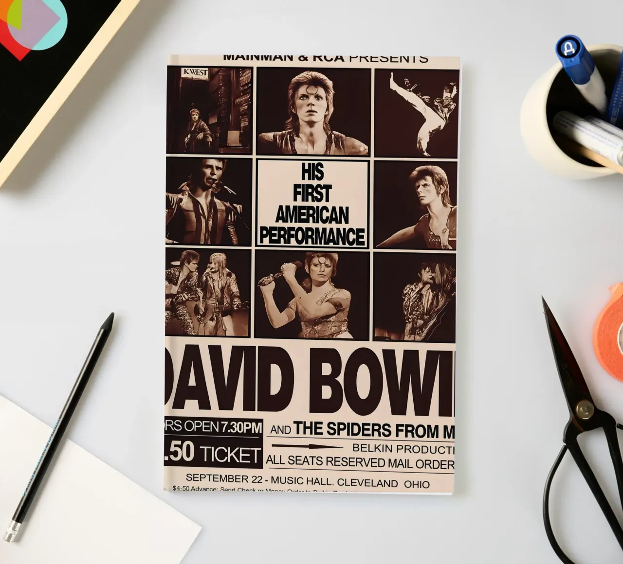 David Bowie 972 First American Concert Poster notebook by DGUnder