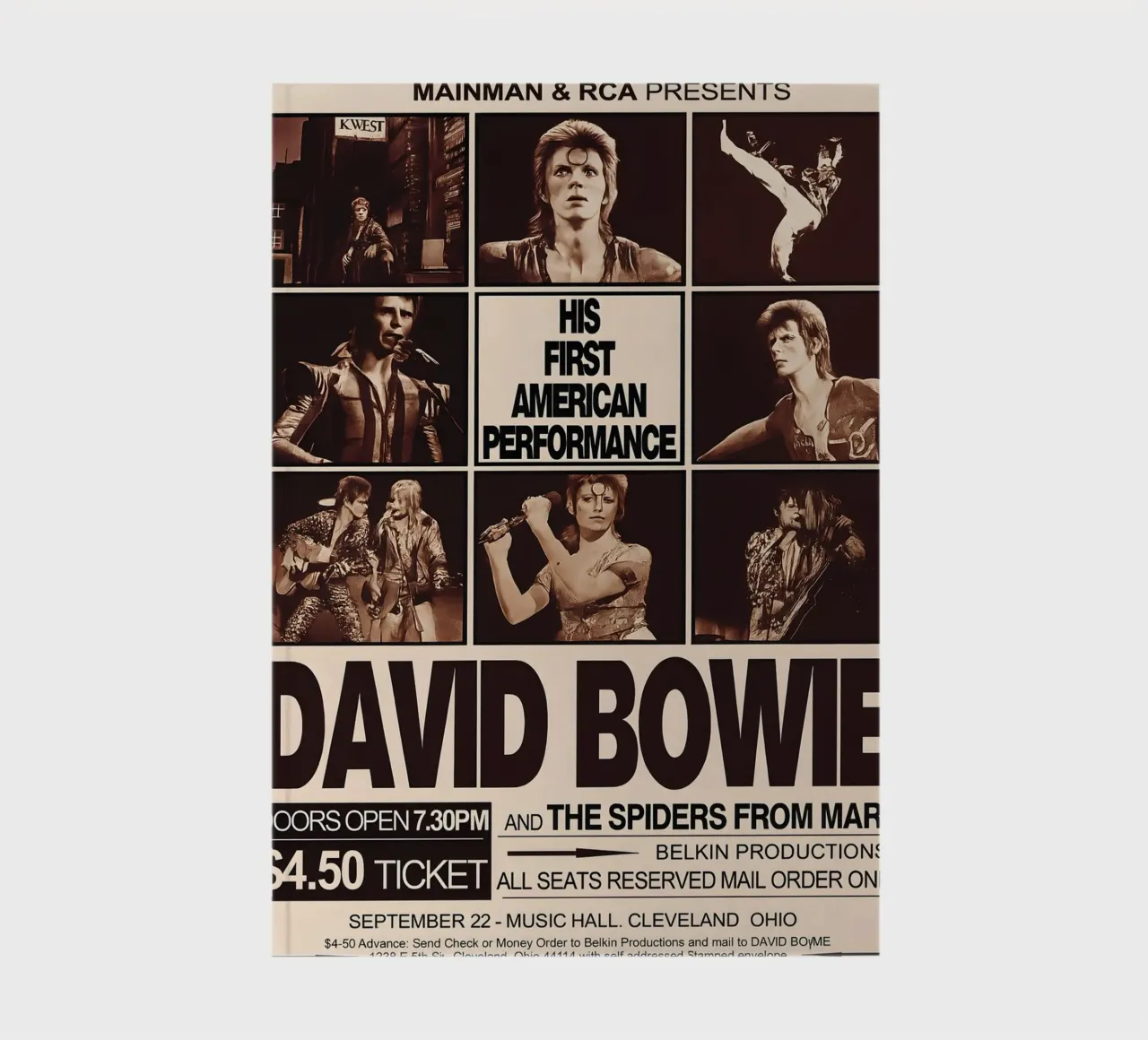 David Bowie 972 First American Concert Poster notebook by DGUnder