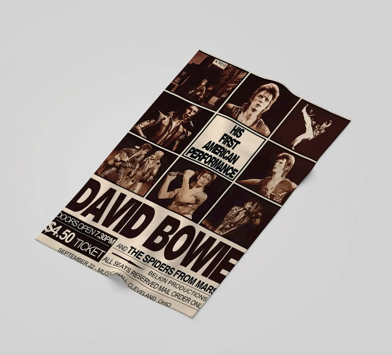 David Bowie 972 First American Concert Poster telo mare da DGUnder