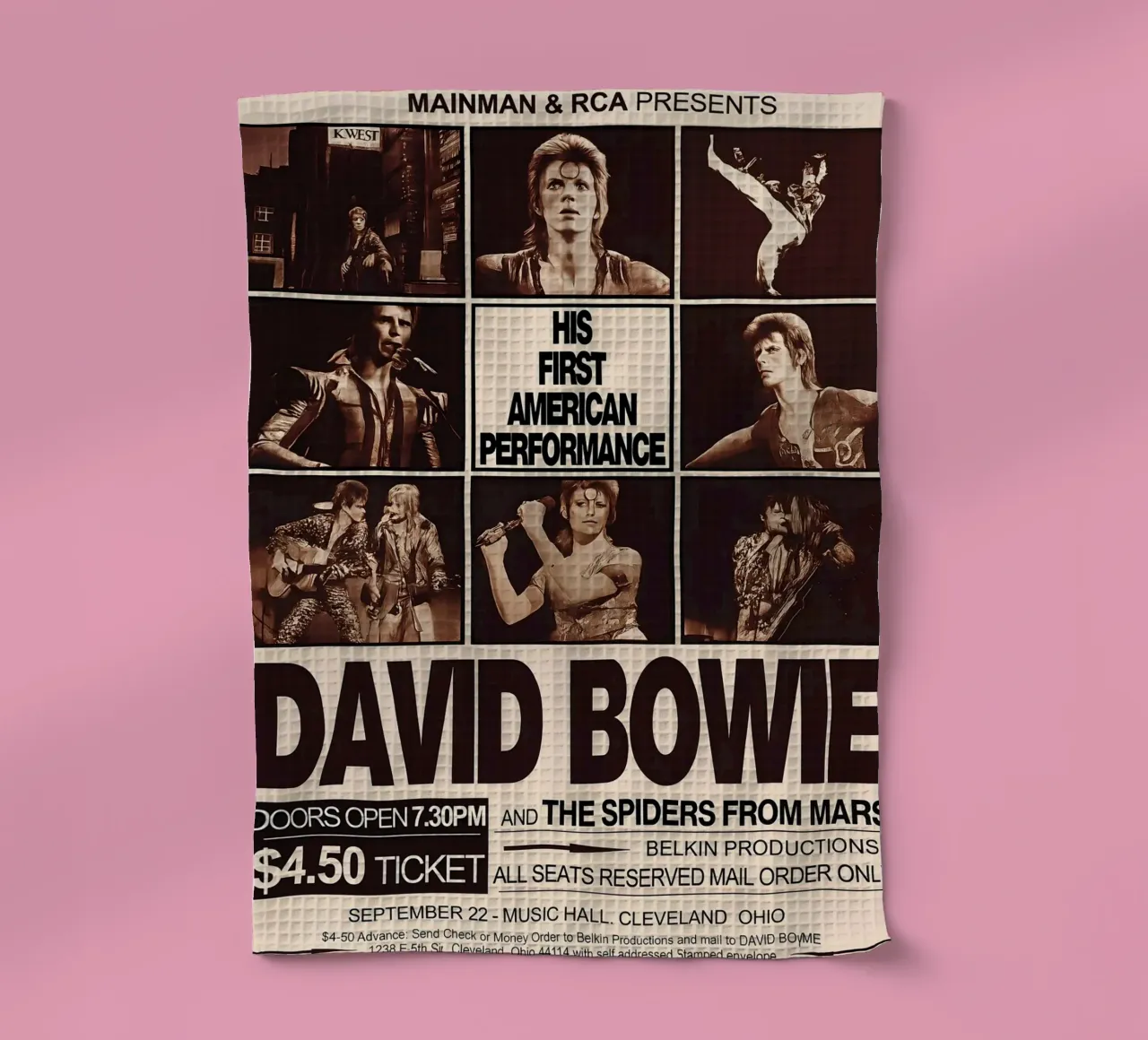 David Bowie 972 First American Concert Poster canovaccio da cucina da DGUnder