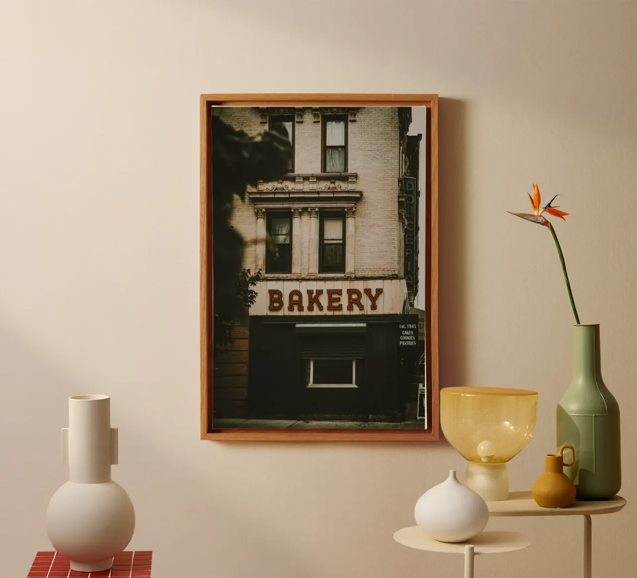 New Yorker Bäckerei Leinwand mit Schattenfugenrahmen von thetraveller