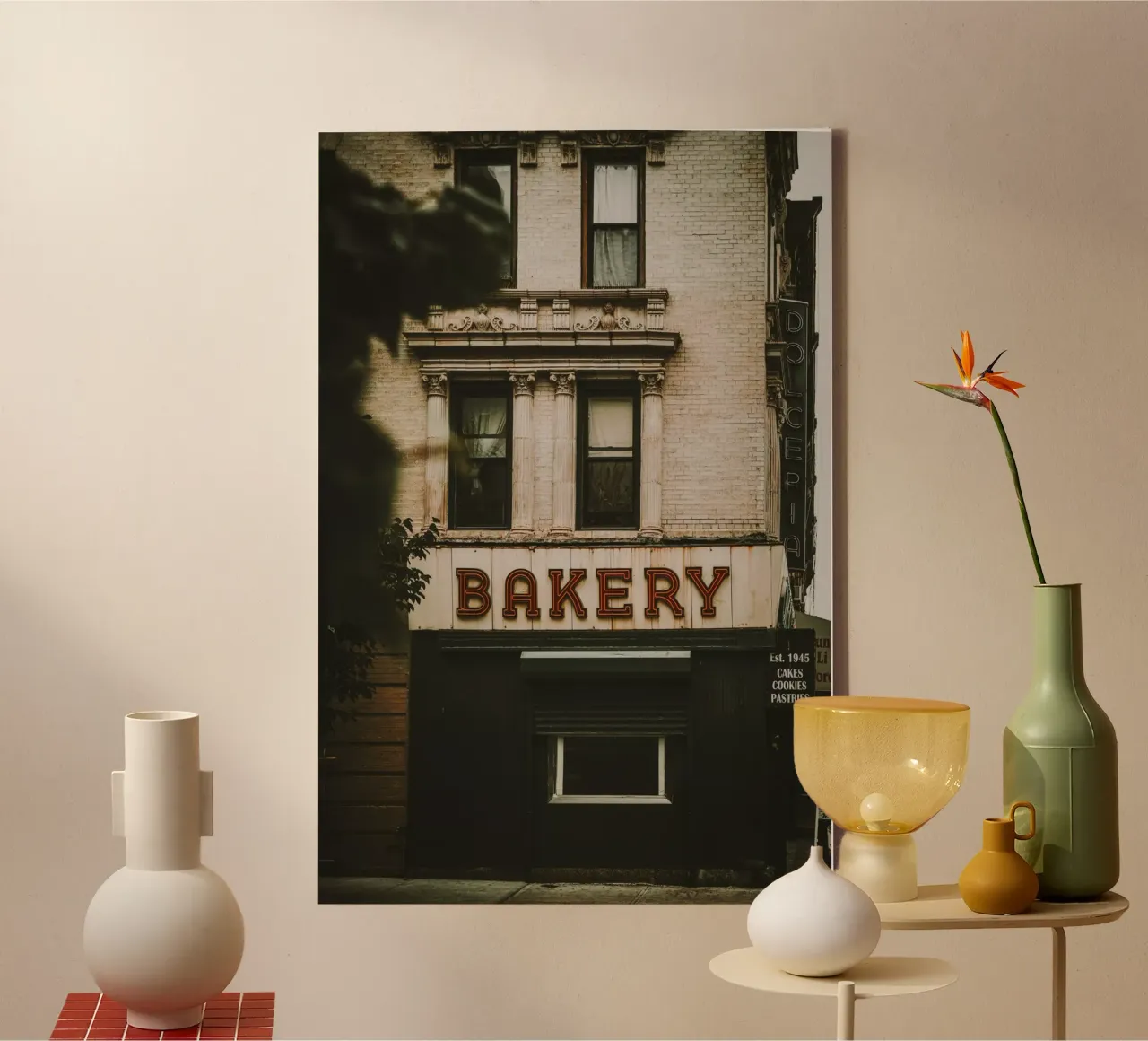 New Yorker Bäckerei Leinwand mit Schattenfugenrahmen von thetraveller
