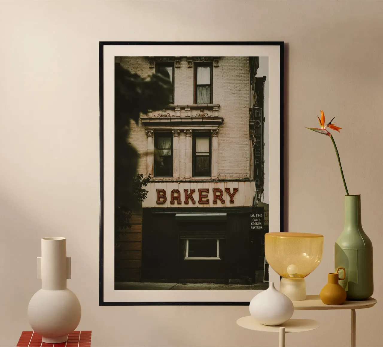 Panificio di New York poster con telaio in plastica da thetraveller