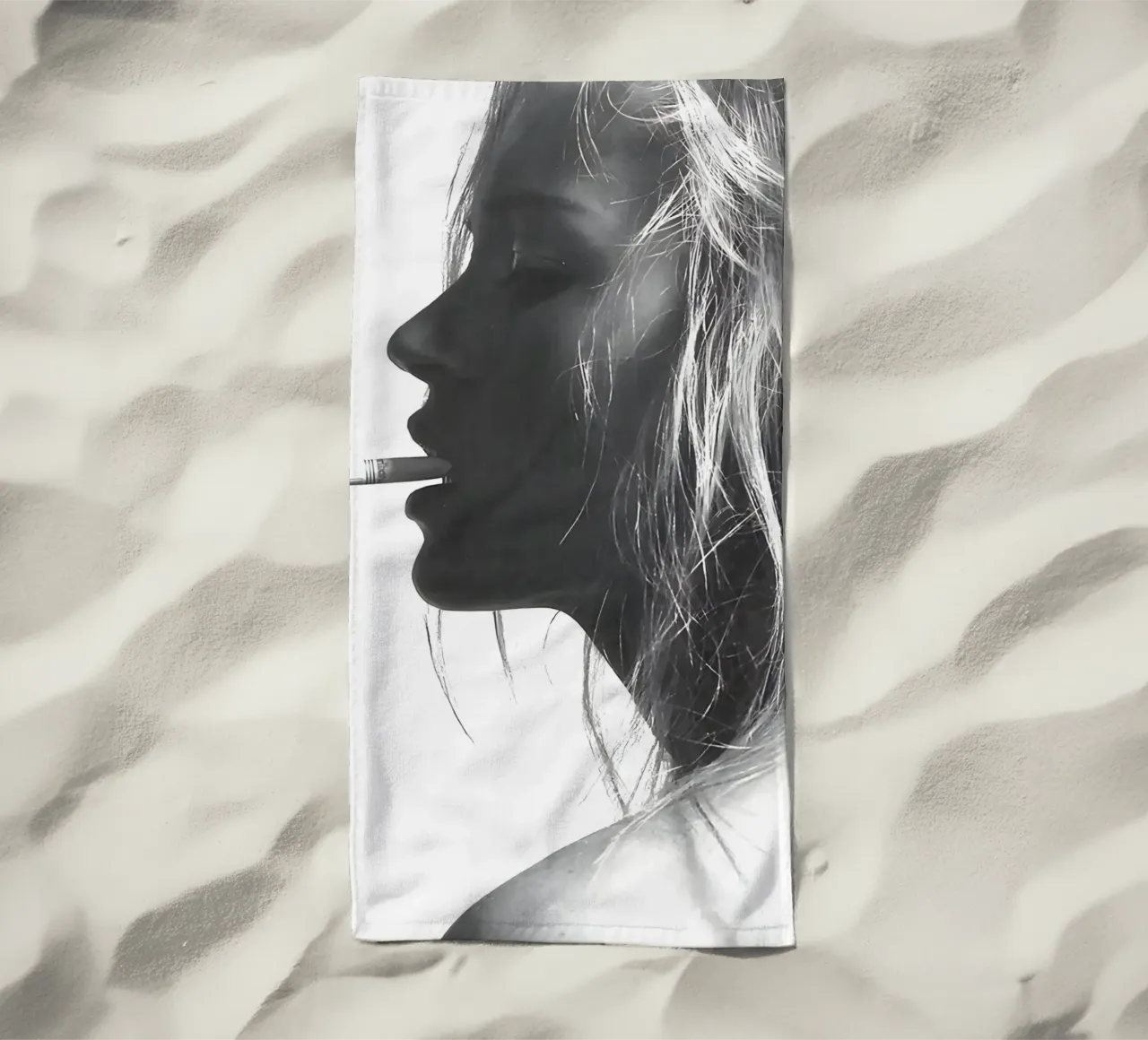 Kate Moss che fuma telo mare da Mr.Alexandershop