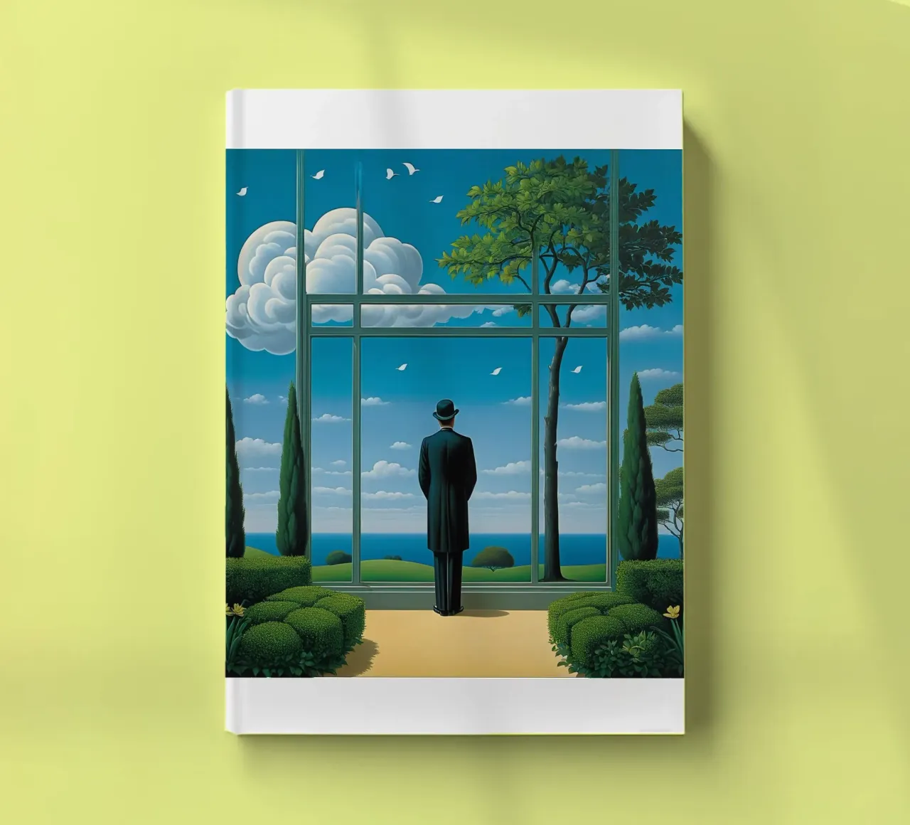 in the style of Rene Magritte notebook by Corene Morar
