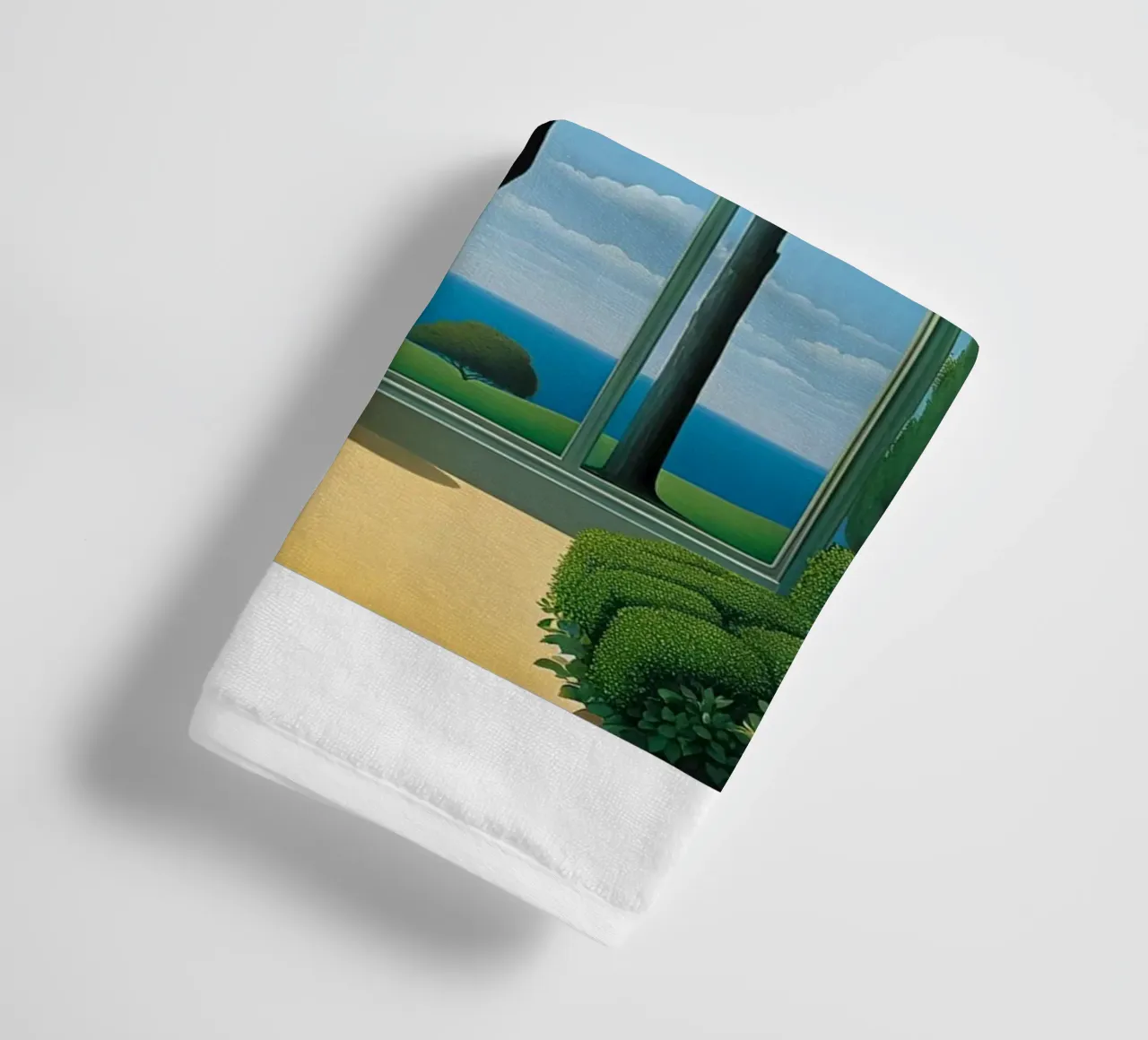in the style of Rene Magritte towel by Corene Morar