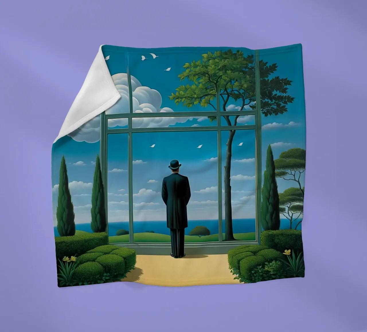 nello stile di Rene Magritte coperta in pile da Corene Morar