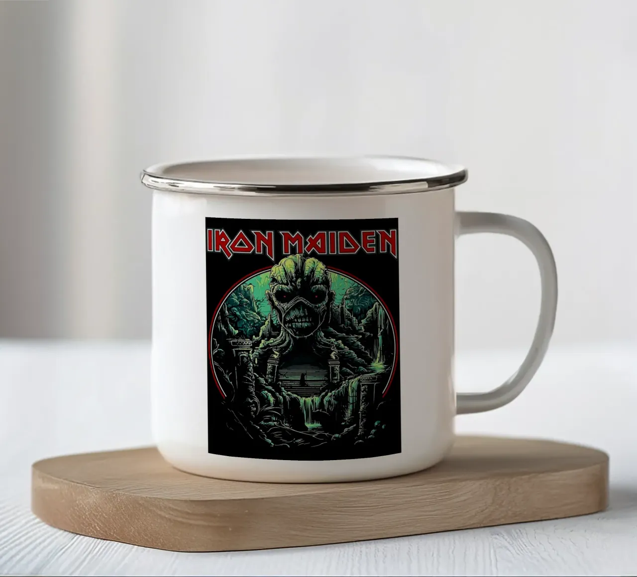 band degli iron maiden tazza in smalto da vanhesling