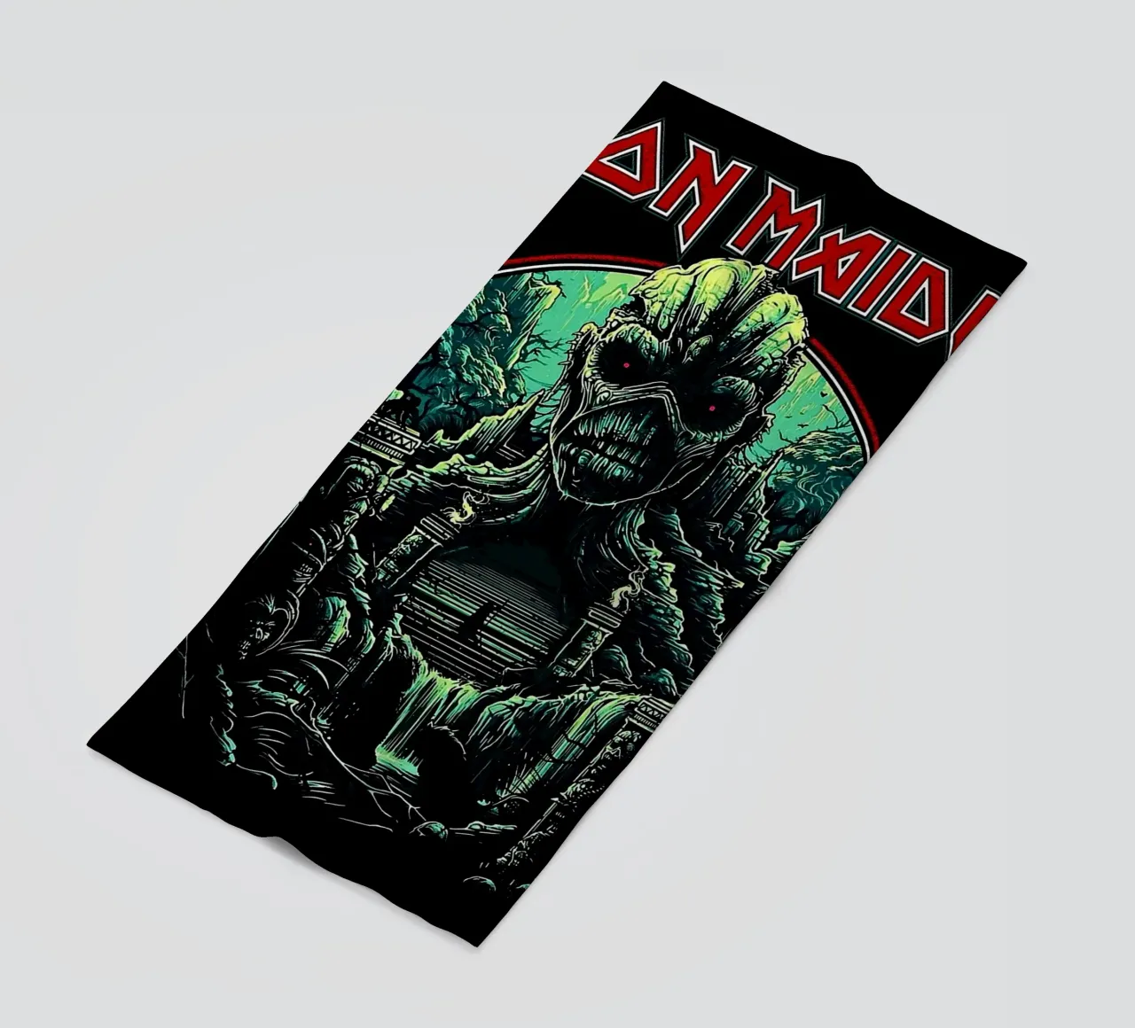 iron maiden band beach towel by vanhesling