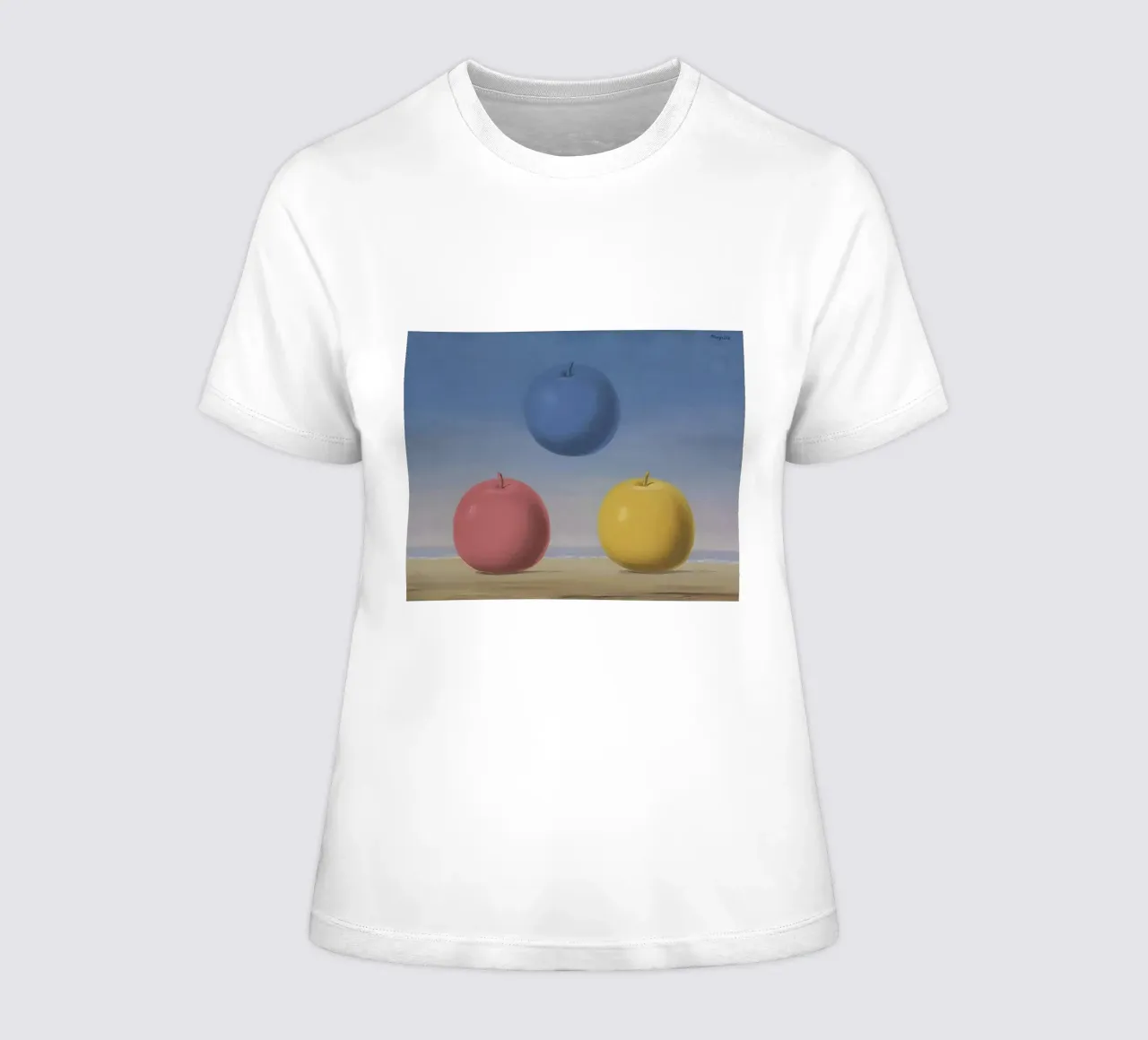 Rene Magritte appel women's fitted t-shirt by Corene Morar