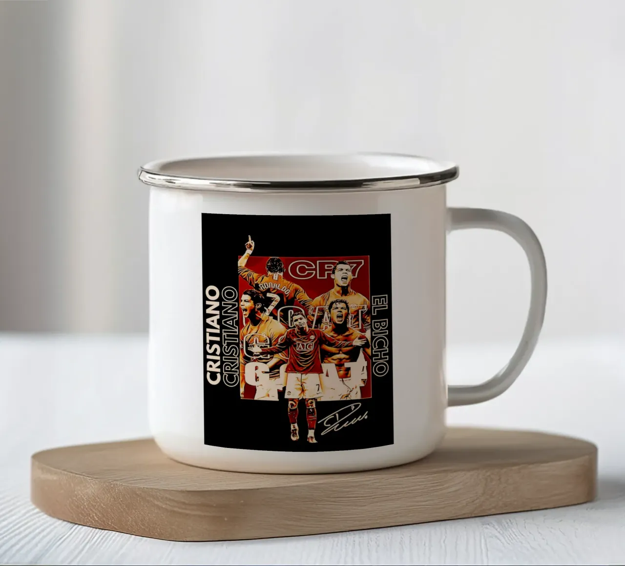 Cristiano Ronaldo dos Santos Aveiro 2 tazza in smalto da ontoseno