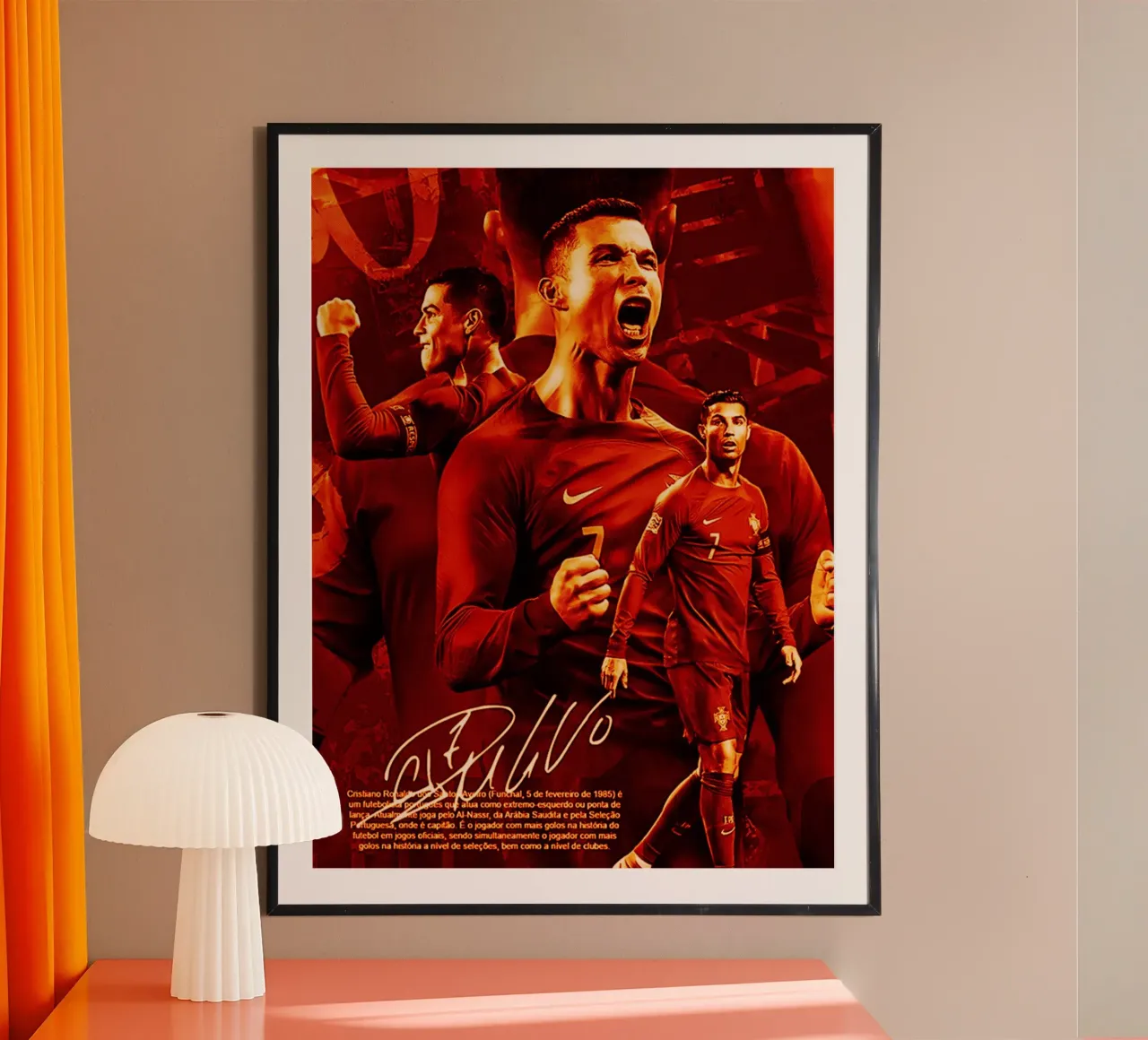 Cristiano Ronaldo dos Santos Aveiro 3 poster con telaio in legno da ontoseno