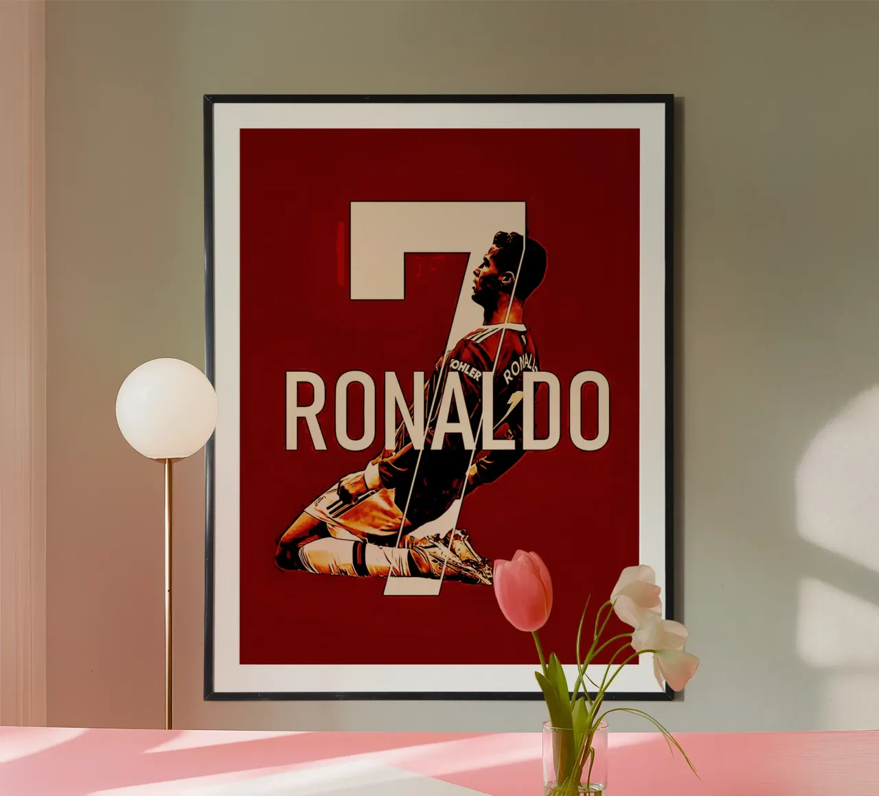 Cristiano Ronaldo dos Santos Aveiro 4 poster con telaio in legno da ontoseno