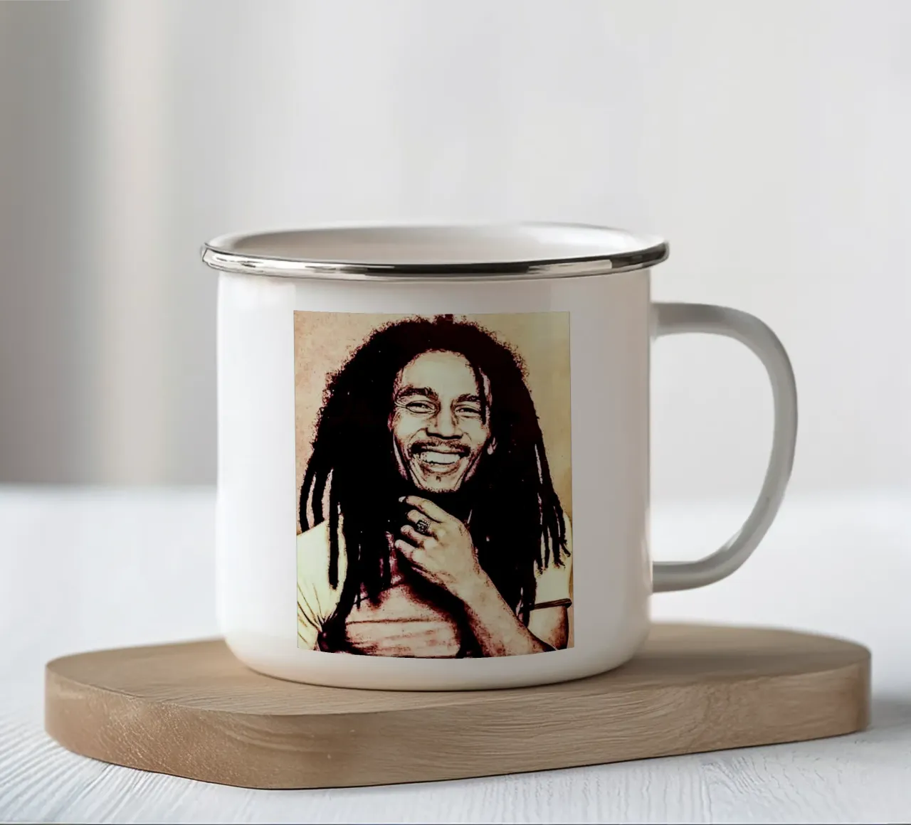 bob marley tazza in smalto da vanhesling