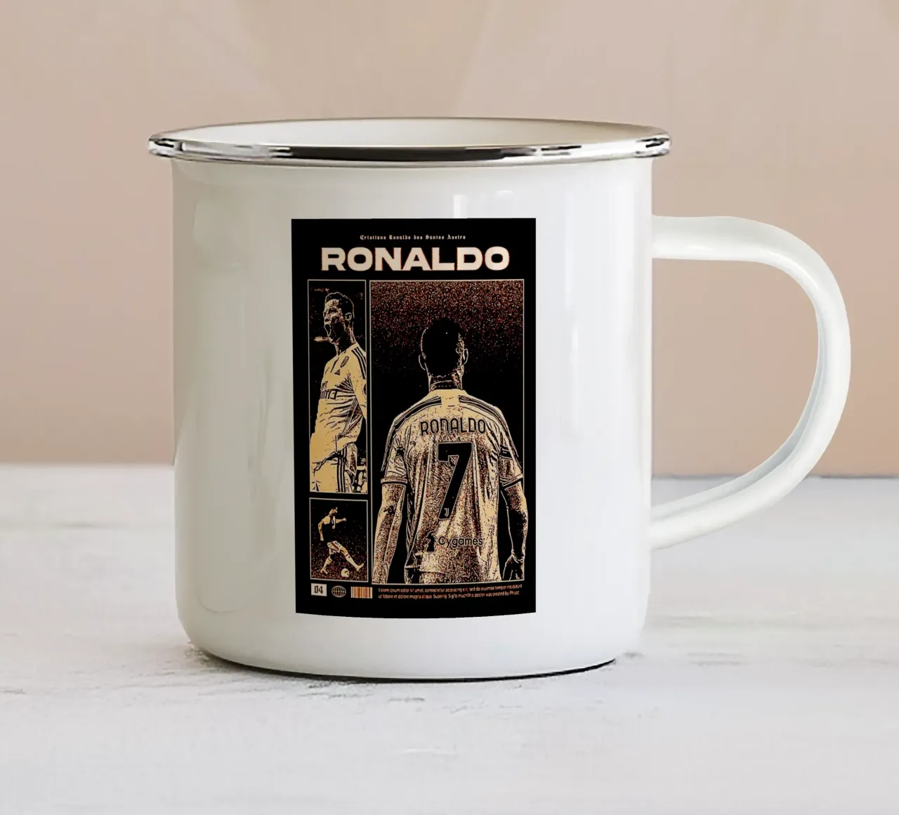 Cristiano Ronaldo 1 tazza in smalto da ontoseno