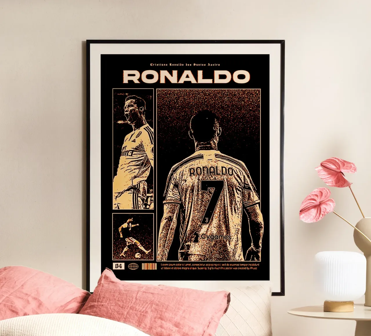 Cristiano Ronaldo 1 poster con telaio in legno da ontoseno
