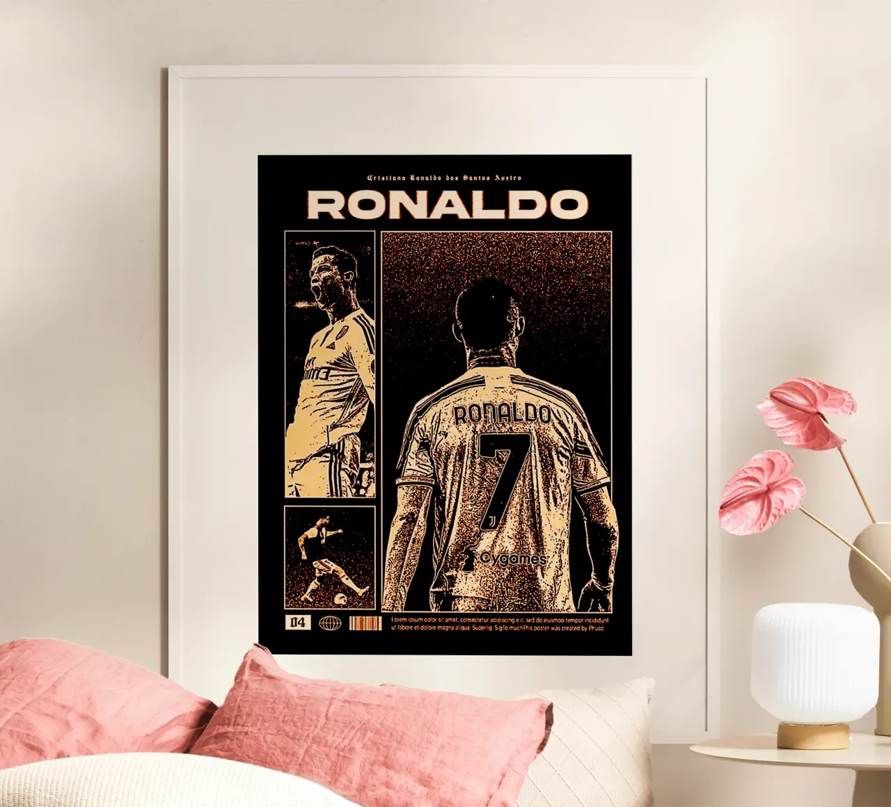 Cristiano Ronaldo 1 poster con telaio in legno da ontoseno