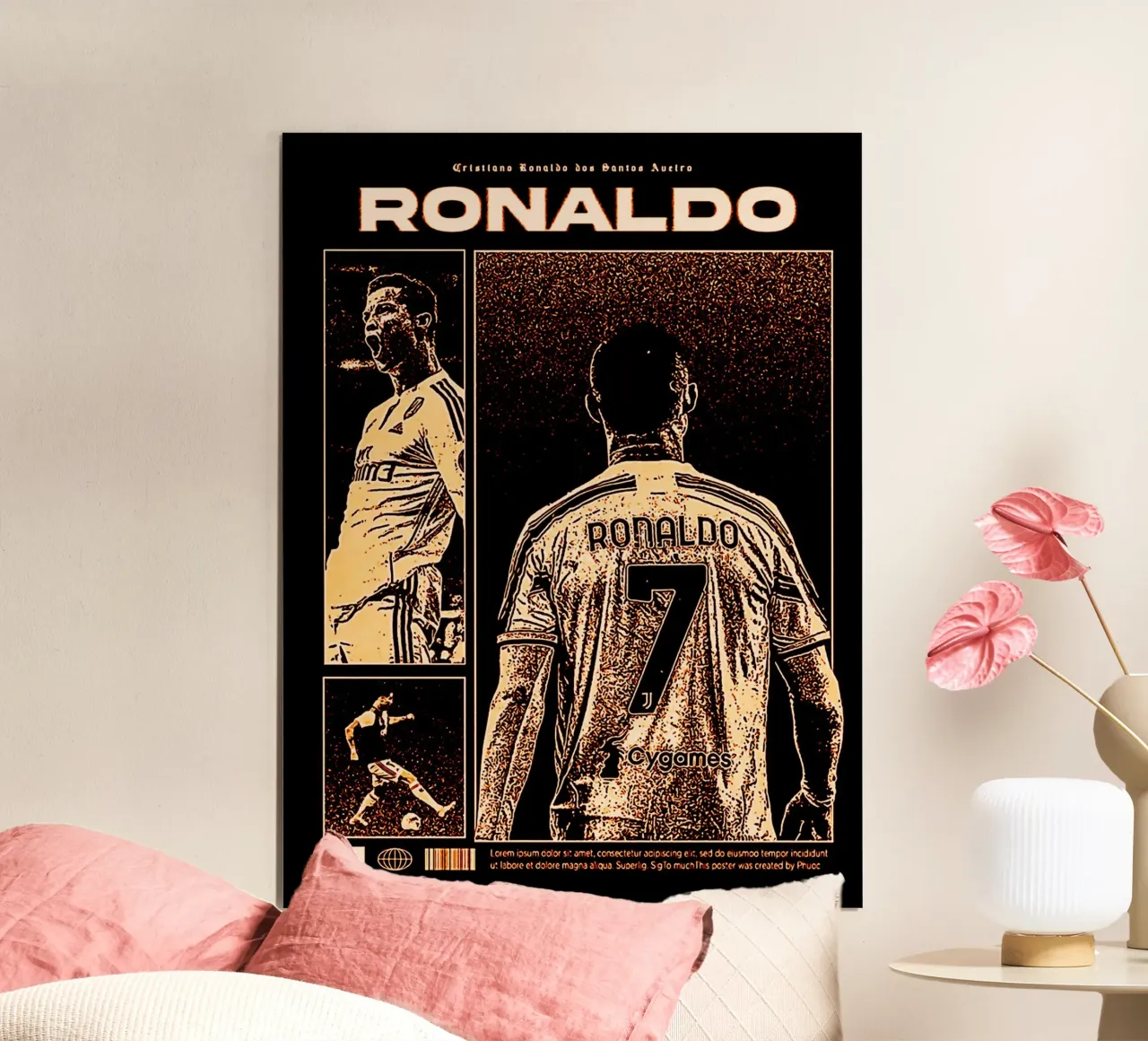 Cristiano Ronaldo 1 poster con telaio in legno da ontoseno