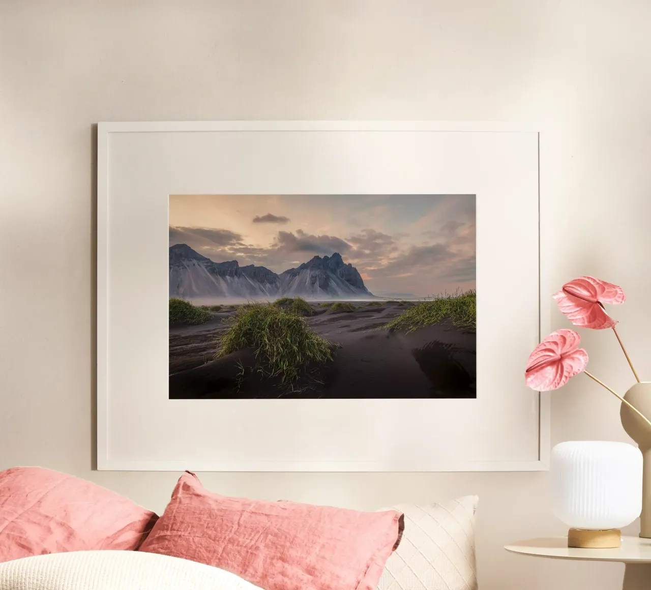 Sonnenuntergang am Strand von Stokksnes Hahnemühle von thetraveller