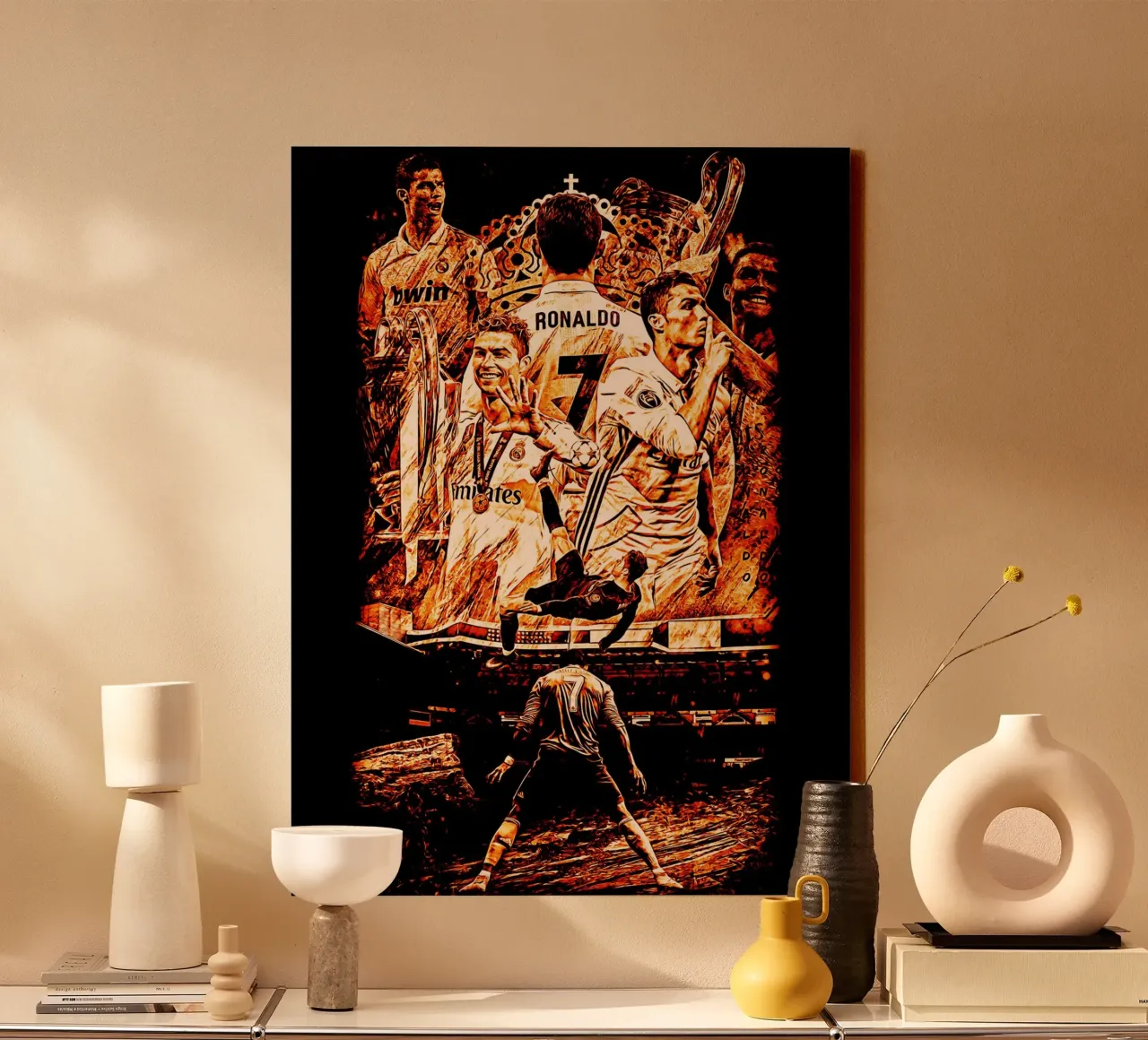 Cristiano Ronaldo goat 3 tela con Cornice a cassetta da ontoseno