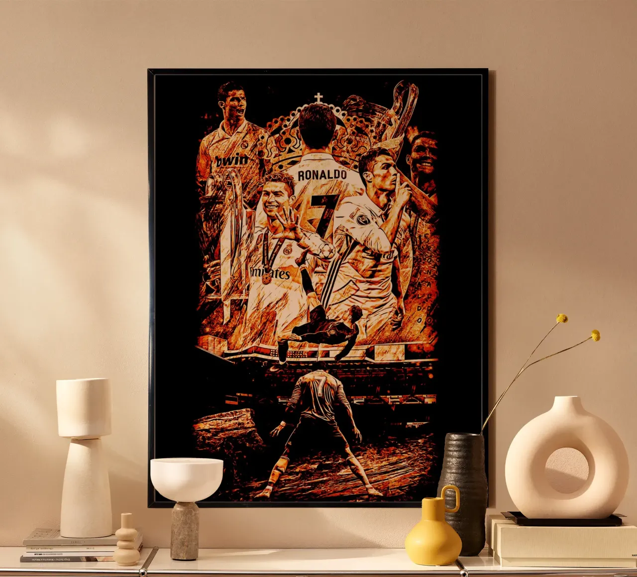 Cristiano Ronaldo goat 3 poster con telaio in alluminio da ontoseno