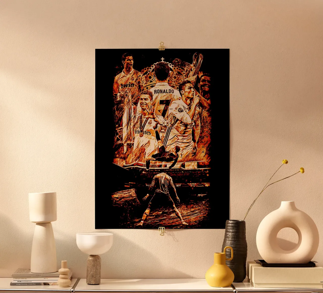 Cristiano Ronaldo goat 3 poster con telaio in alluminio da ontoseno