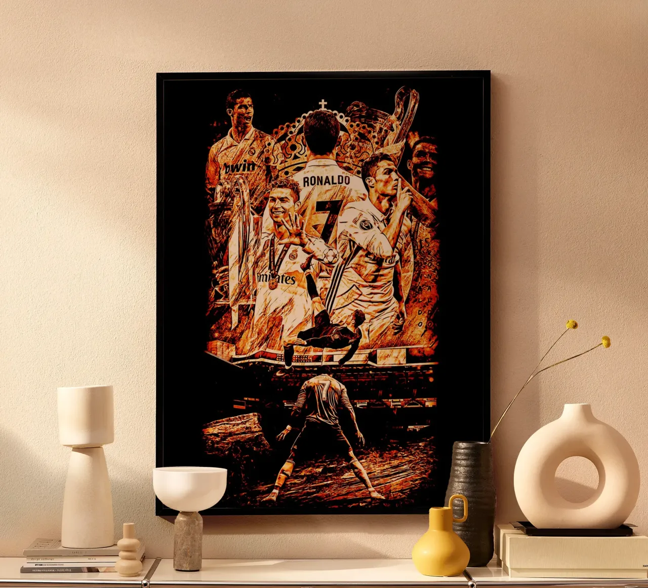 Cristiano Ronaldo goat 3 poster con telaio in alluminio da ontoseno
