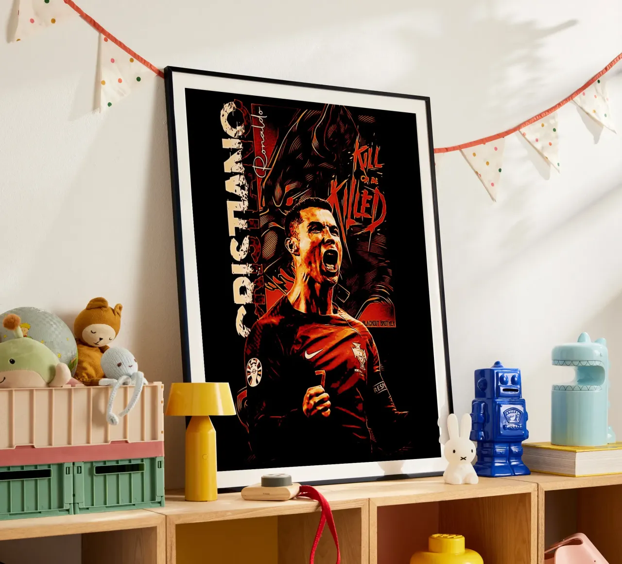 Cristiano Ronaldo goat 1 poster con telaio in alluminio da ontoseno
