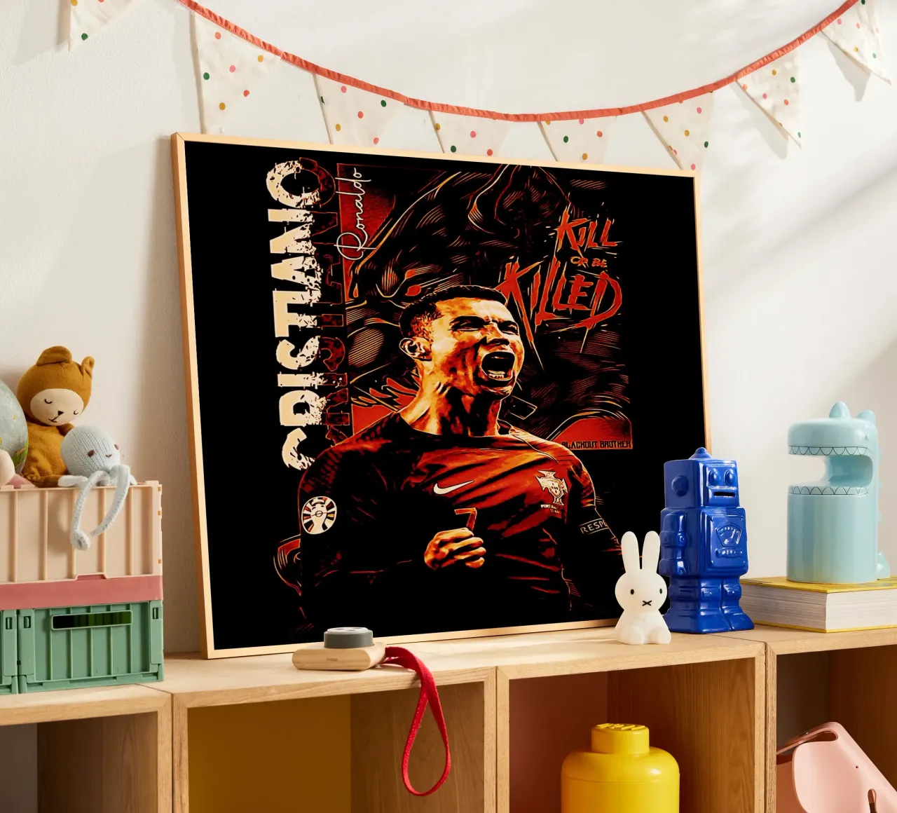 Cristiano Ronaldo goat 1 poster con telaio in alluminio da ontoseno