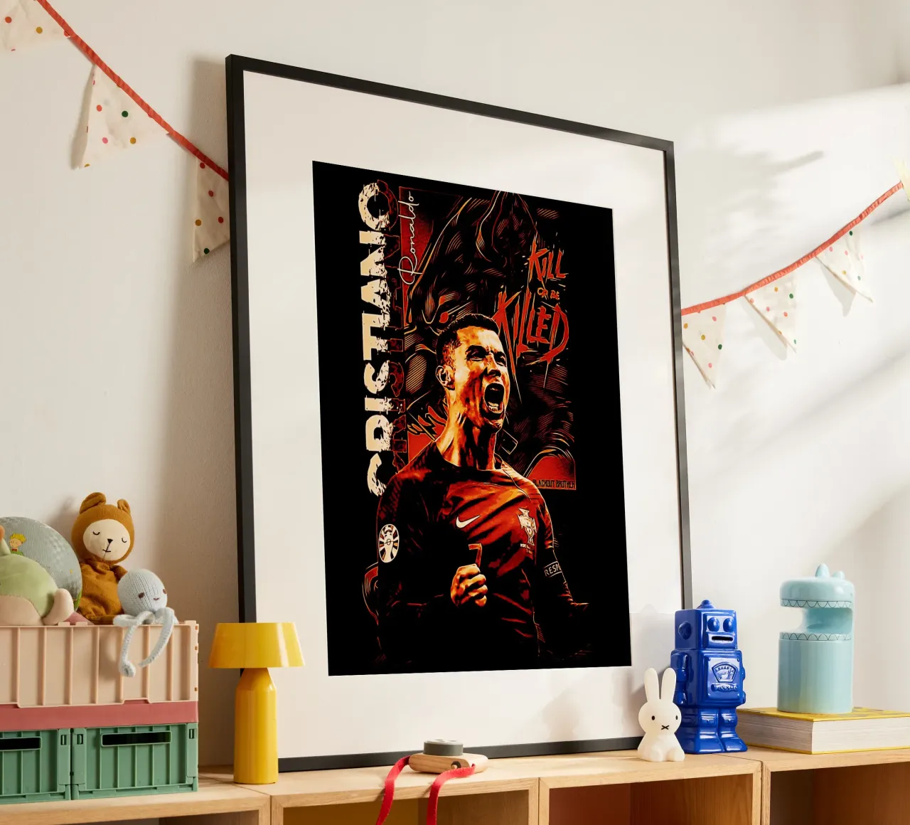Cristiano Ronaldo goat 1 poster con telaio in alluminio da ontoseno